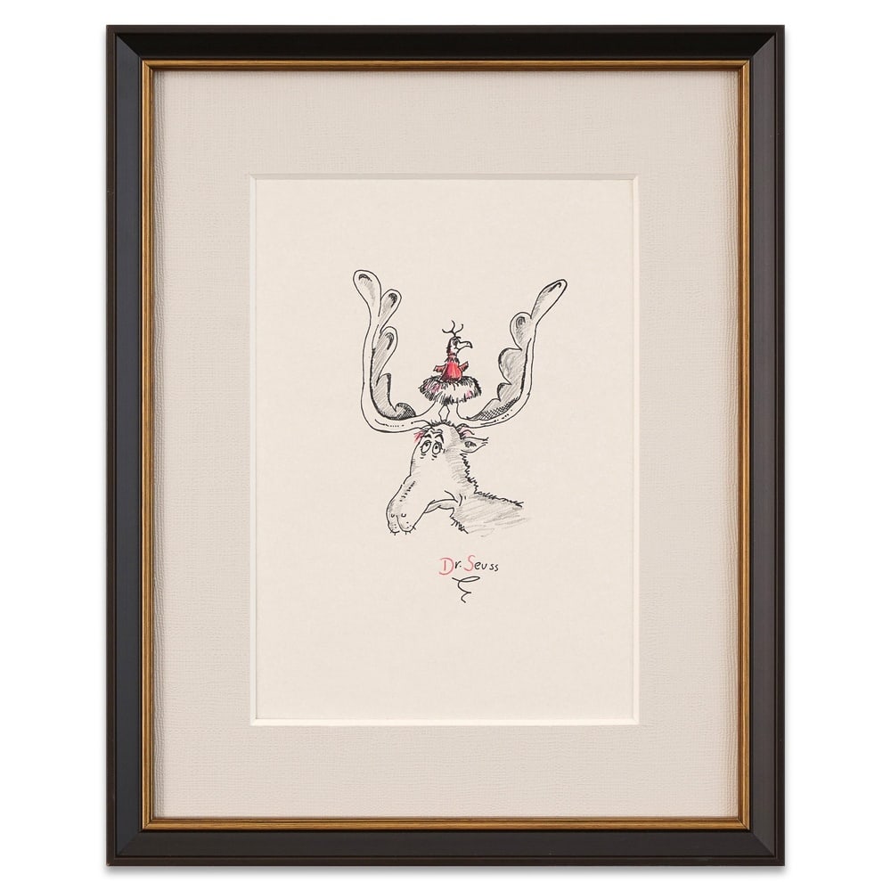DR. SEUSS SIGNED DRAWING: Image Dimensions: 9 3/4 x 6 3/4 in (24.8 x 17 cm) Framed Dimensions: 15 1/4 x 12 1/4 in (38.7 x 31 cm) Provenance and Authentication: According to the Letter of Authenticity (LOA) and Certificate of