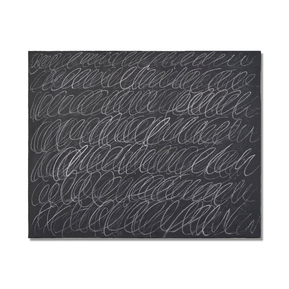 CY TWOMBLY (1928-2011), ATTRIBUTED TO, OIL BASED HOUSE PAINT AND WAX CRAYON ON CANVAS: Signed (verso) Image Dimensions: 27 1/2 x 34 1/4 in (70 x 87 cm) This painting comes with COA. Cy Twombly occupies a singular position within postwar art, forging a visual language that merges