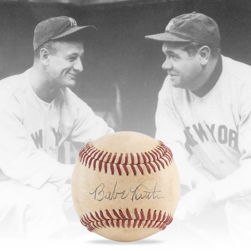 BABE RUTH & LOU GEHRIG SIGNED OFFICIAL AMERICAN LEAGUE BASEBALL (1 of 4)