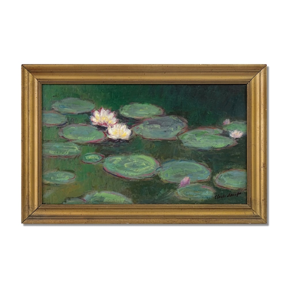 CLAUDE MONET (1840-1926), ATTRIBUTED TO, OIL ON CANVAS: Signed (lower right) Image Dimensions: 19 1/2 x 11 5/8 in (49.5 x 29 cm) Framed Dimensions: 22 7/8 x 14 3/4 in (58 x 37.5 cm) This painting comes with COA. Claude Monet's 1897 "Nymphéas" belongs 