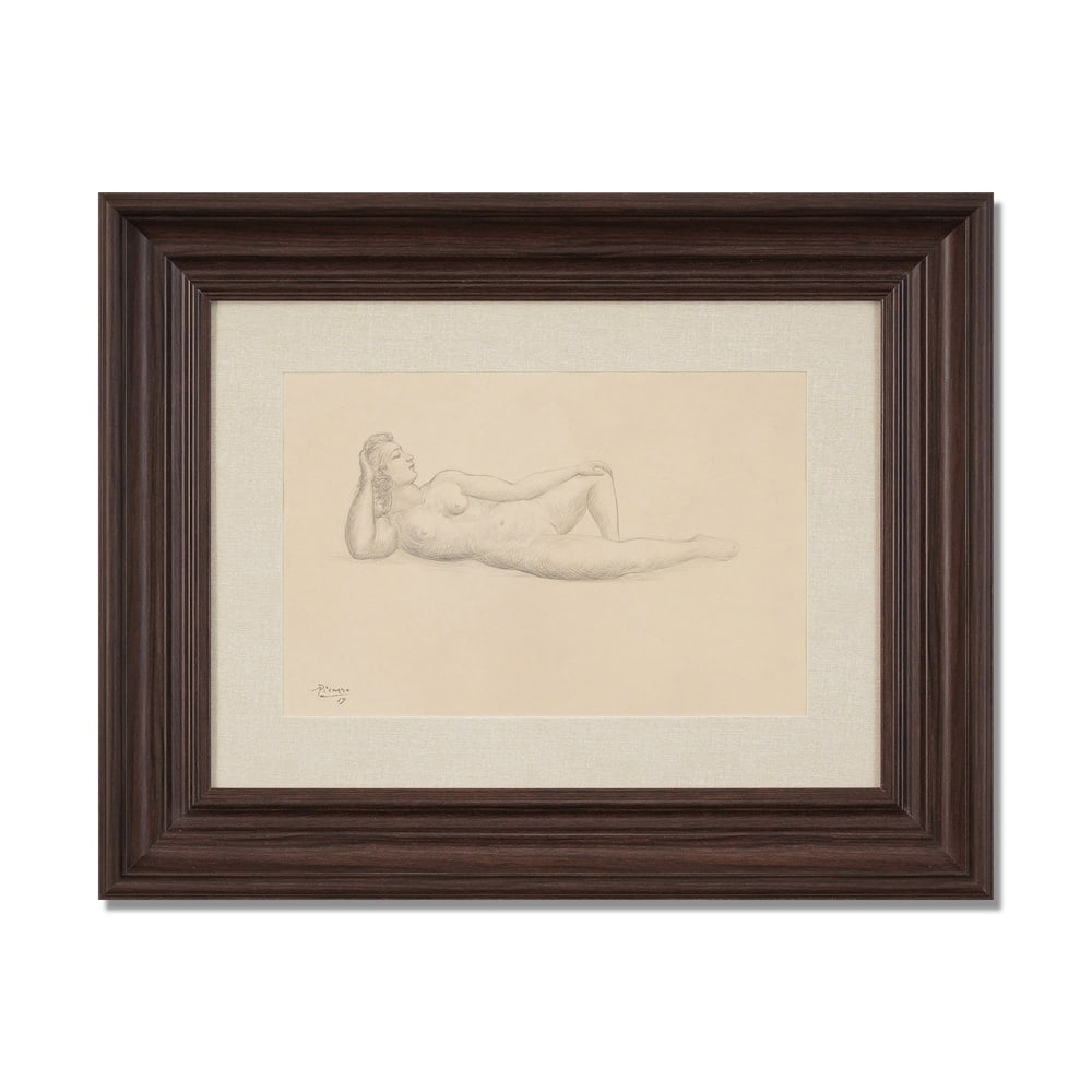 PABLO PICASSO (1881-1973), ATTRIBUTED TO, PENCIL ON PAPER: Signed (lower left) Image Dimensions: 8 3/4 x 13 1/8 in (22.3 x 33.4 cm) Framed Dimensions: 17 1/2 x 21 7/8 in (44.5 x 55.5 cm) This painting comes with COA. Pablo Picasso's engagement with the human