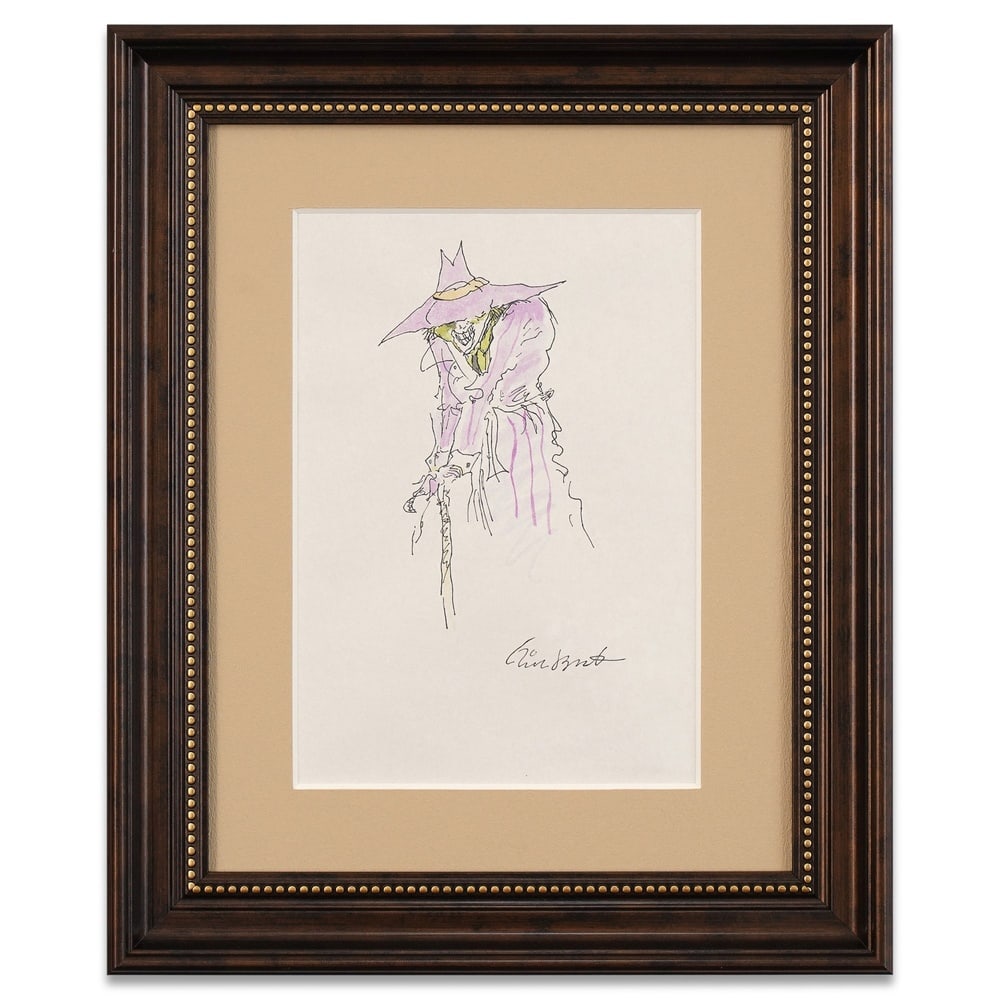 TIM BURTON HAND-DRAWN AND SIGNED GOTHIC CHARACTER DRAWING: Image Dimensions: 11 3/8 x 7 7/8 in (28.8 x 20.1 cm) Framed Dimensions: 19 x 15 3/4 in (48.2 x 40 cm) Provenance and Authentication: According to the accompanying documentation provided by the