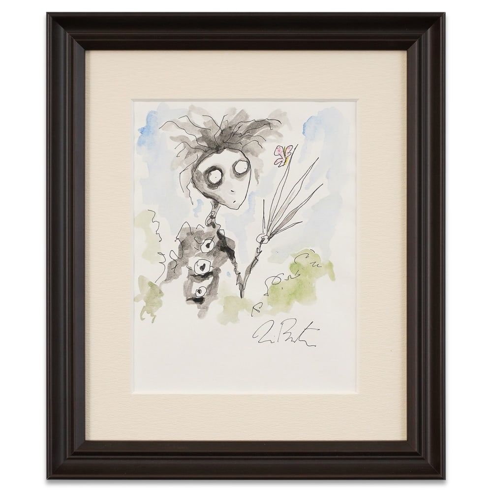 TIM BURTON HAND-DRAWN AND SIGNED INK AND WATERCOLOR DRAWING (1 of 1)