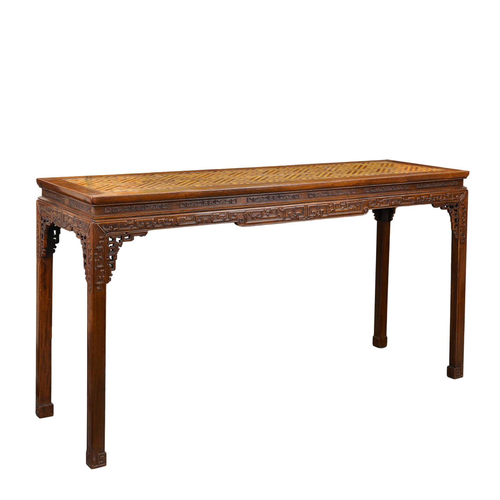 Qing Dynasty (18th Century) Hardwood Long Altar Table Inlaid with Boxwood Wan-Pattern Decoration (1 of 9)