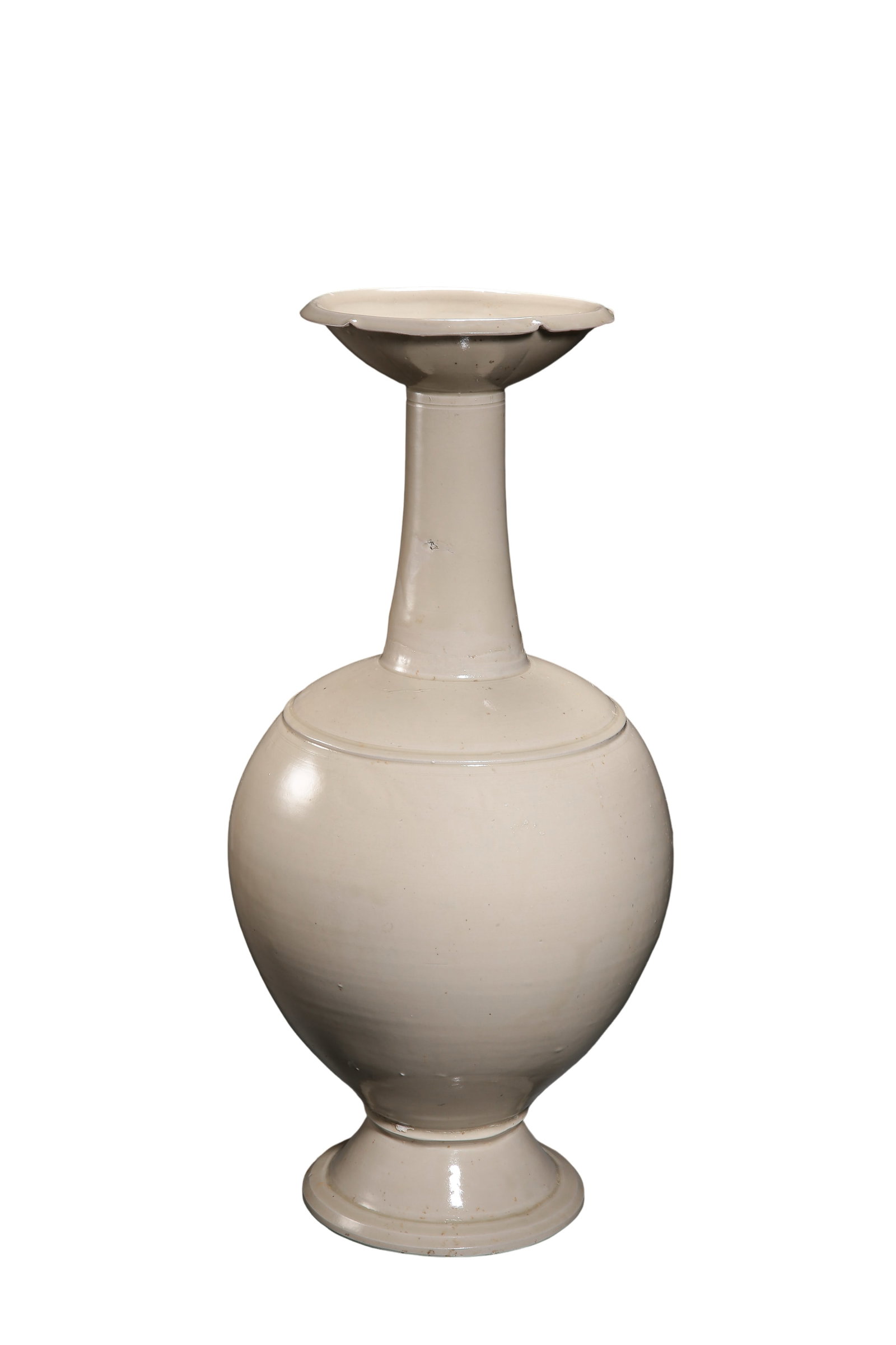 Liao?Ding?Ware White?Glazed Flower?Mouthed Long?Neck Vase - 2