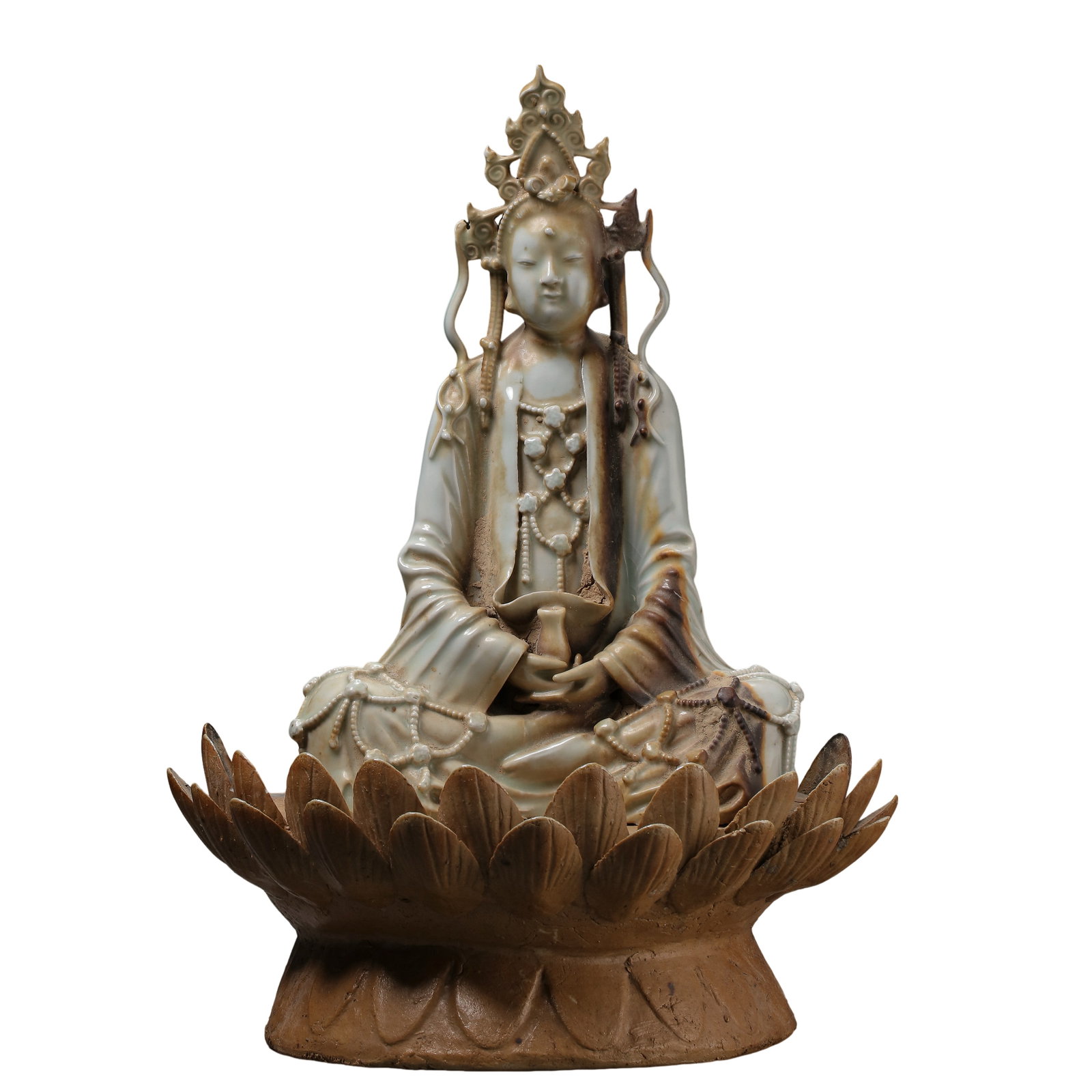 Song?Period Wooden Buddha Shrine with Porcelain Guanyin Seated Statue (1 of 12)