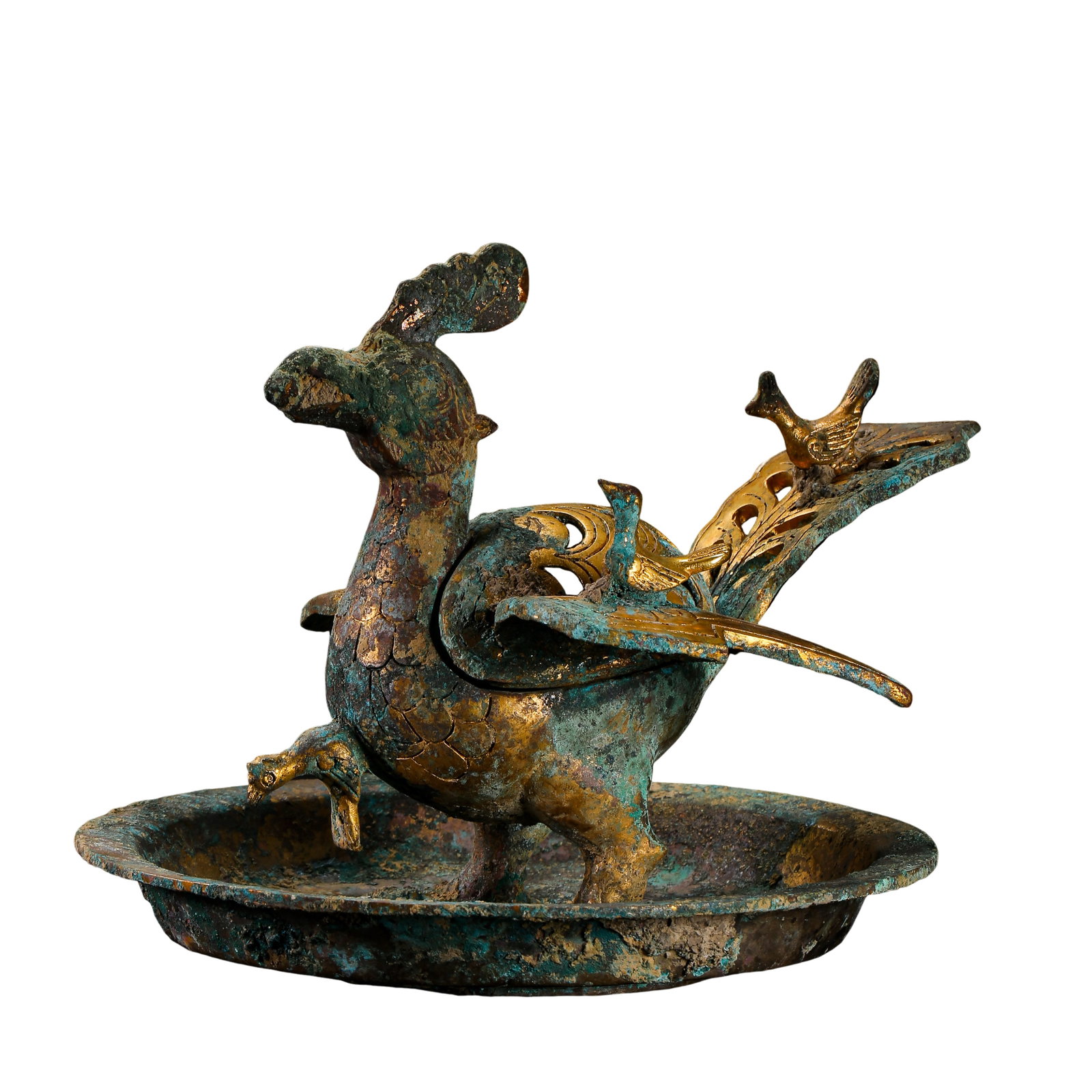 Gilt Bronze Phoenix-Form Incense Burner, Tang Dynasty (7th–10th Century) (1 of 11)