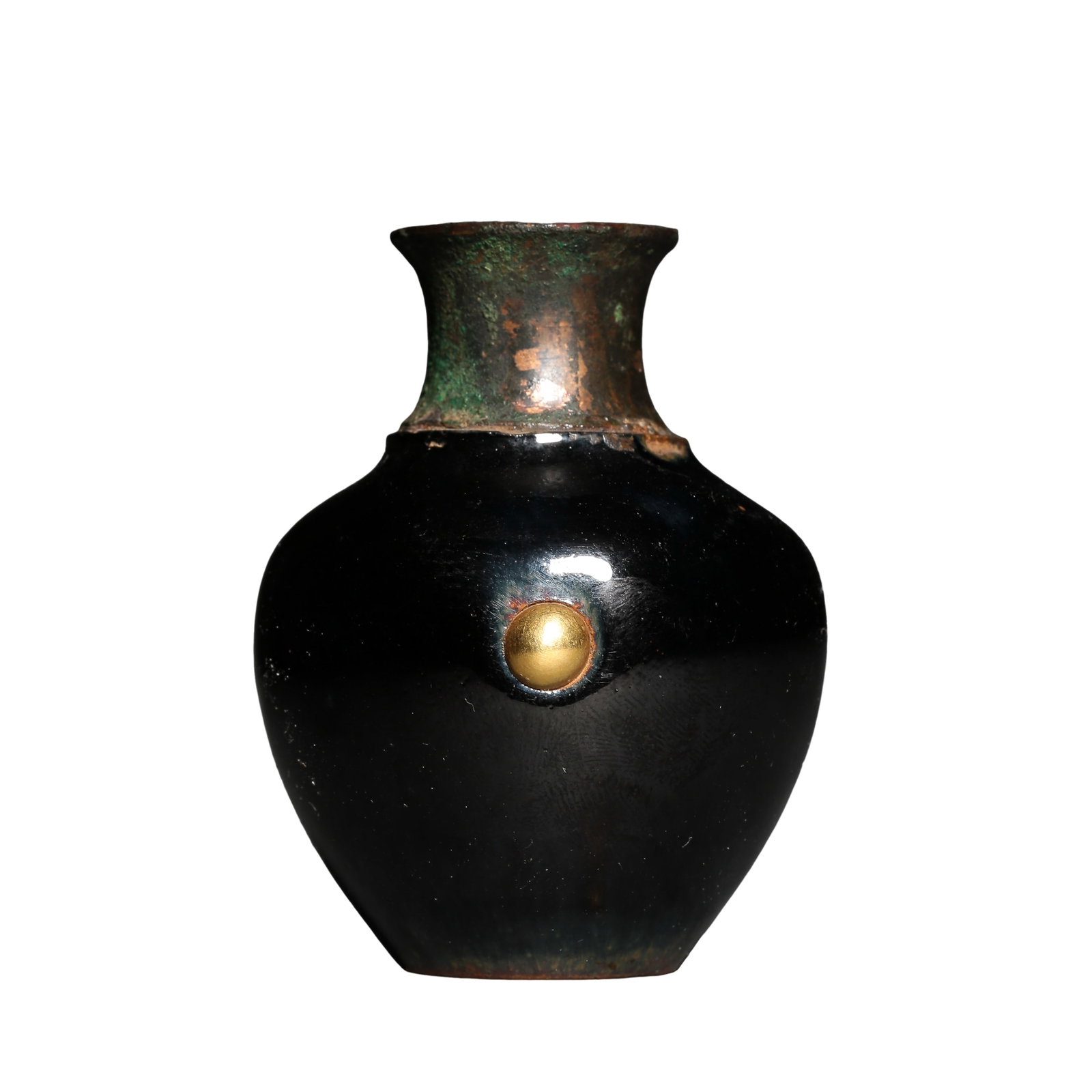 Song Dynasty (12th–13th Century) Small Black-Glazed Bottle with Antique Bronze Rim (1 of 9)