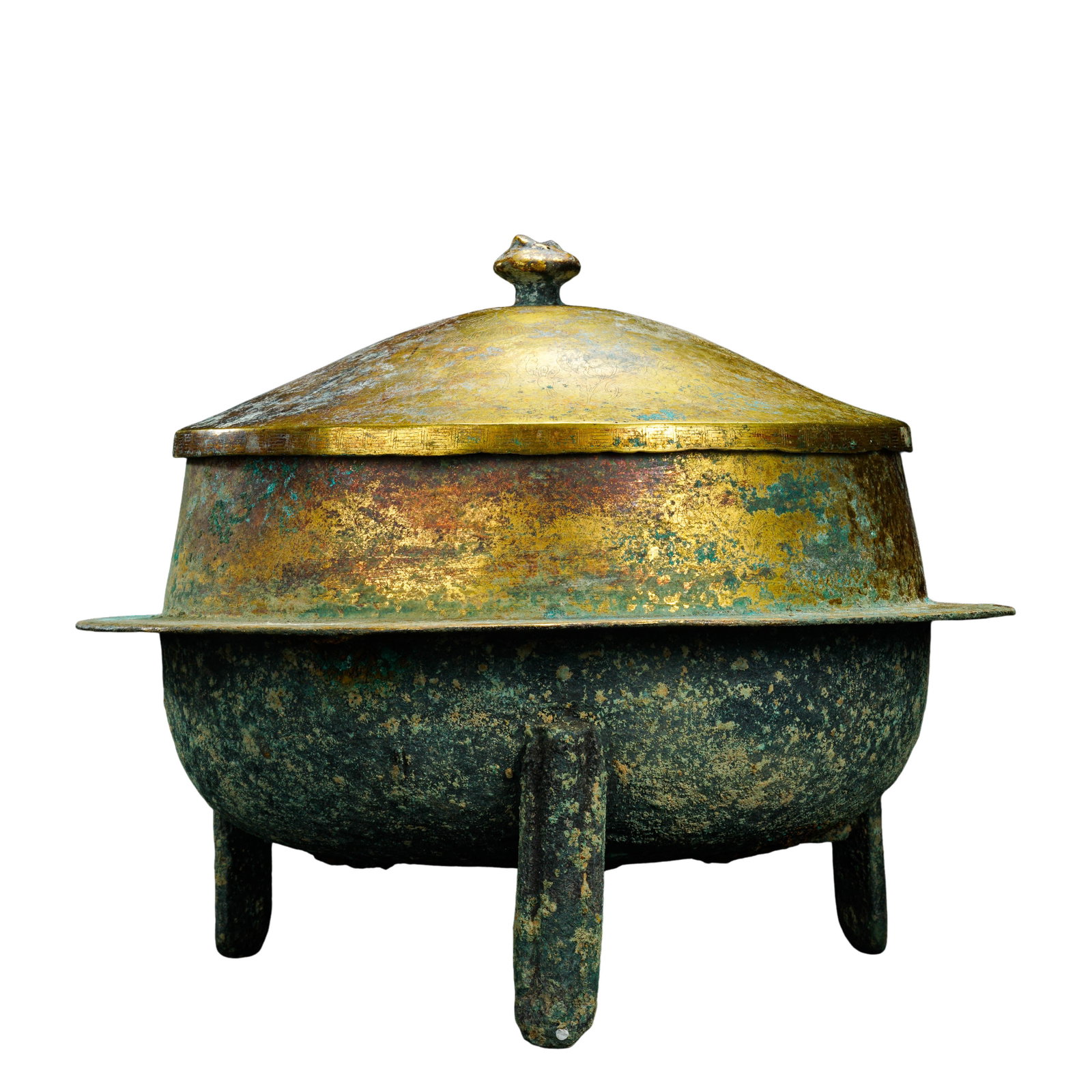 Liao?Period Gilt?Bronze Three?Legged Cauldron with Cover (1 of 13)