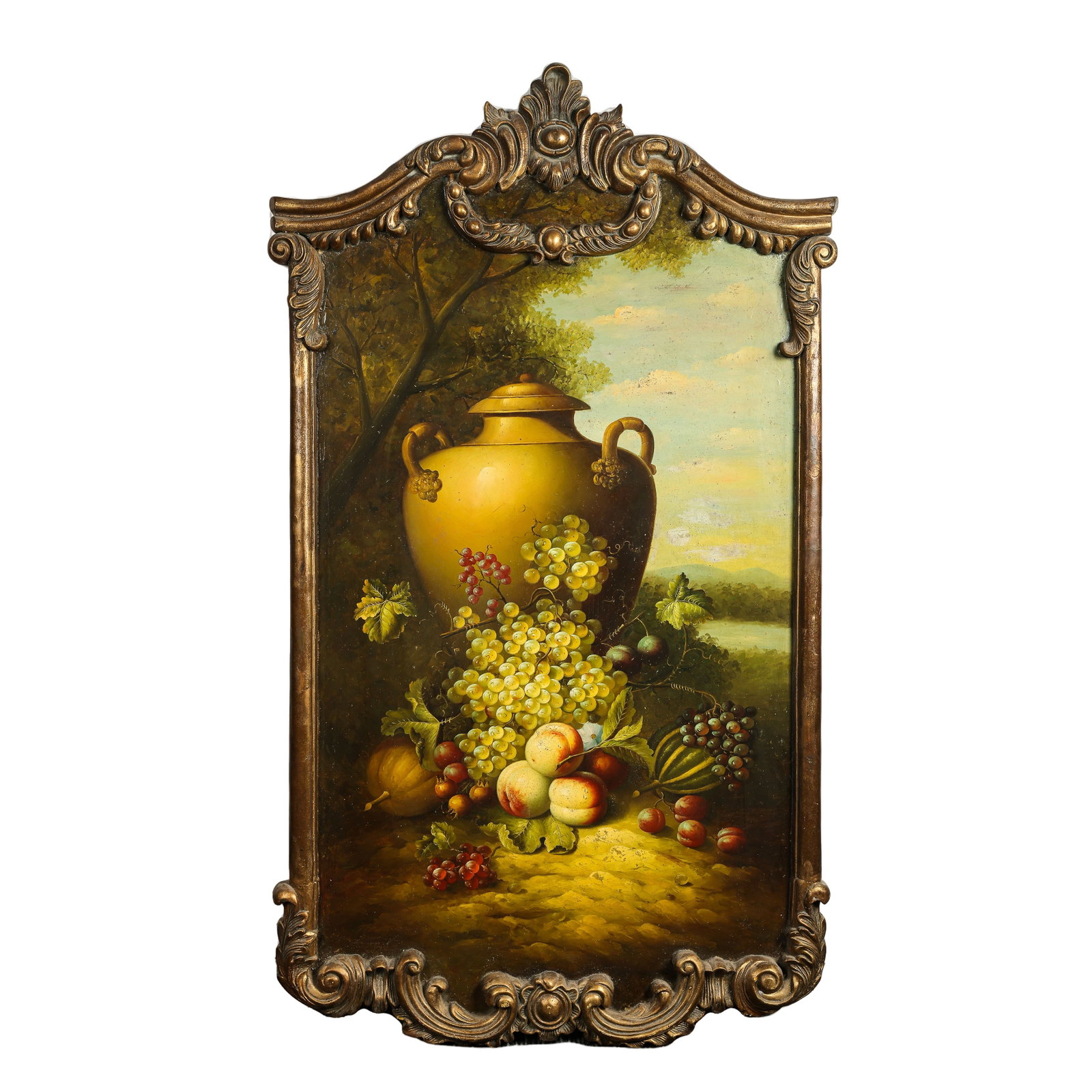 19th Century European Classical Still Life and Landscape Oil Painting in an Original Rococo (1 of 7)