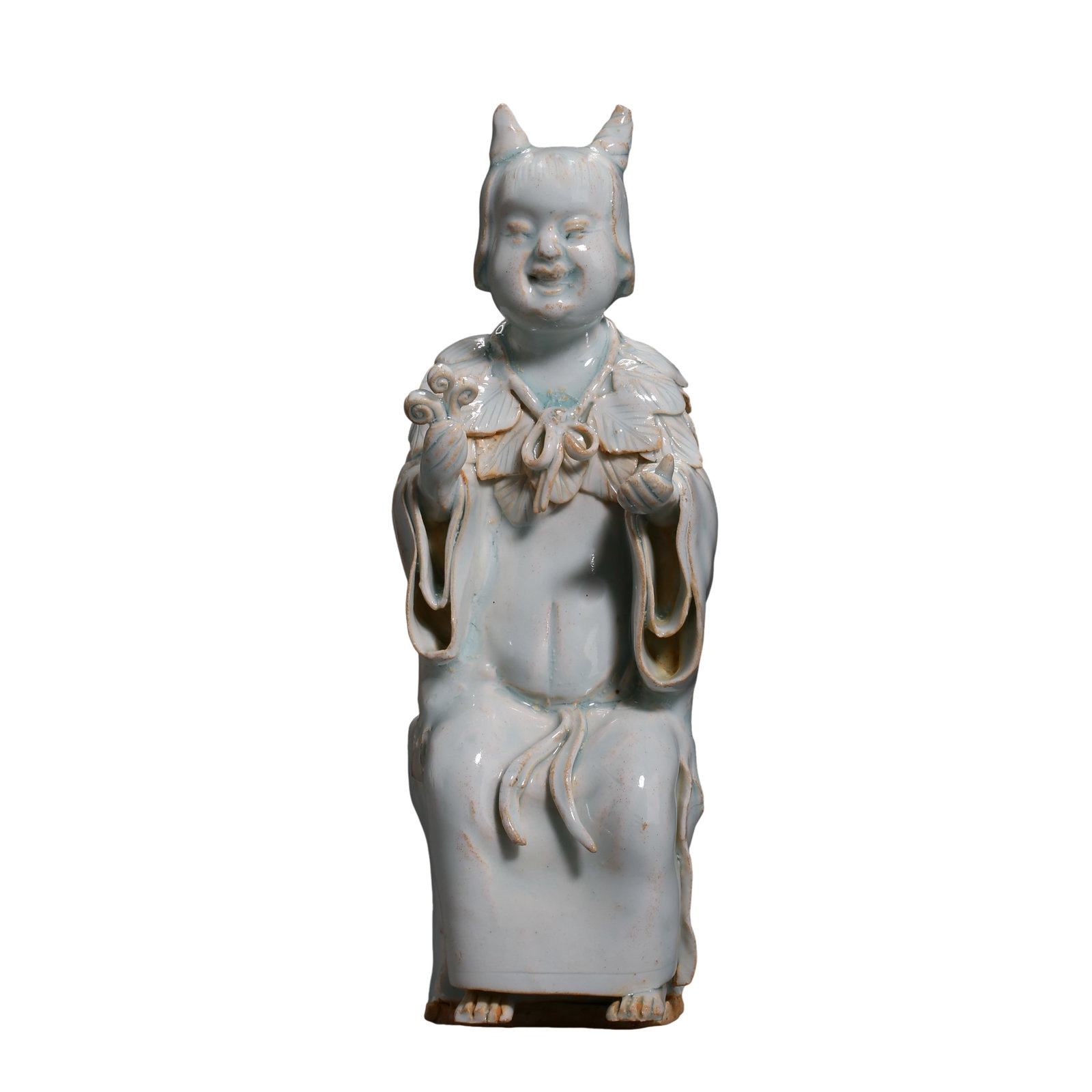 Song Dynasty Hutian Kiln Qingbai-Glazed Figure of an Immortal Herb-Gathering Boy (1 of 9)