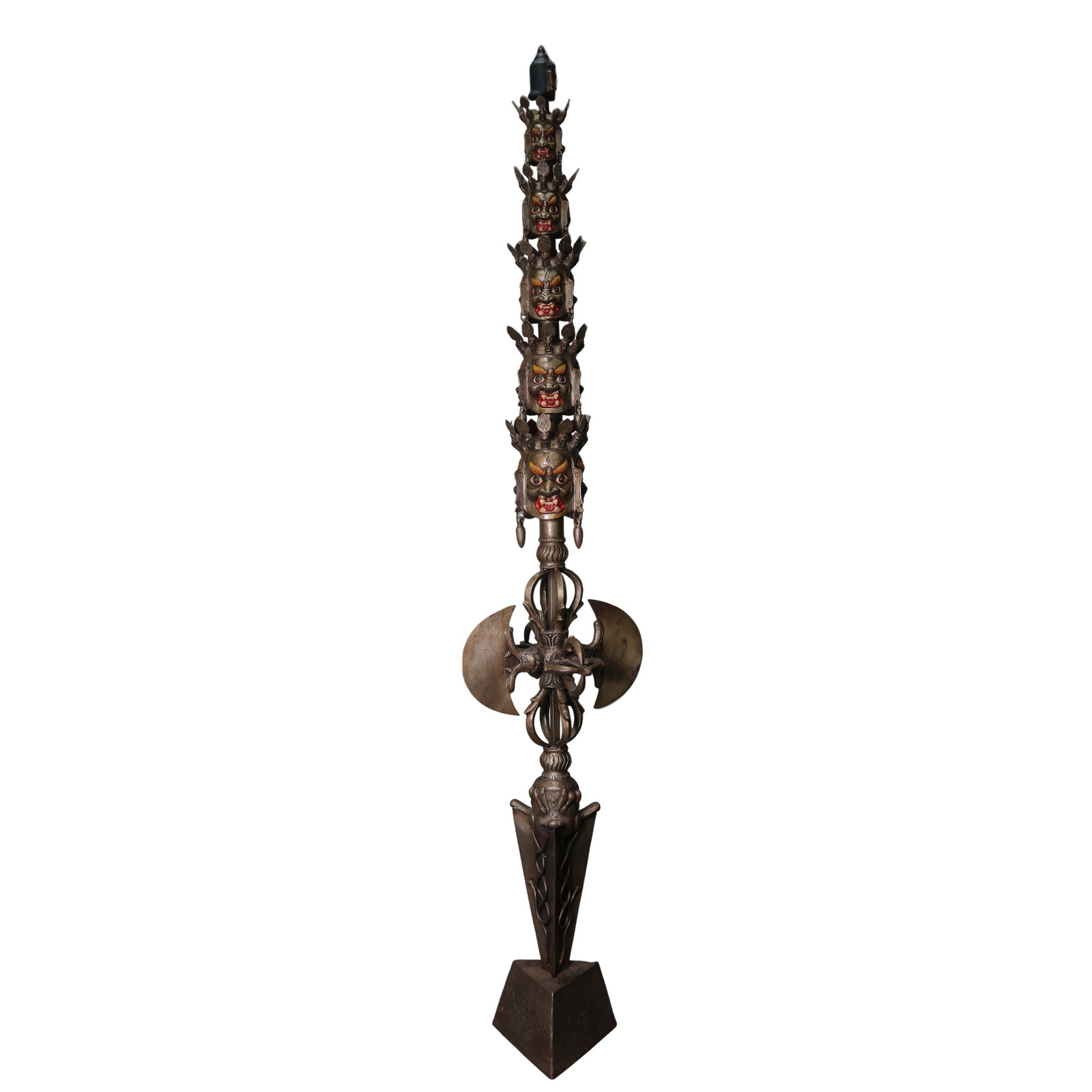 Late Qing Dynasty (19th Century) Large Tibetan Buddhist Five-Faced Wrathful Vajra Phurba Ritual (1 of 9)