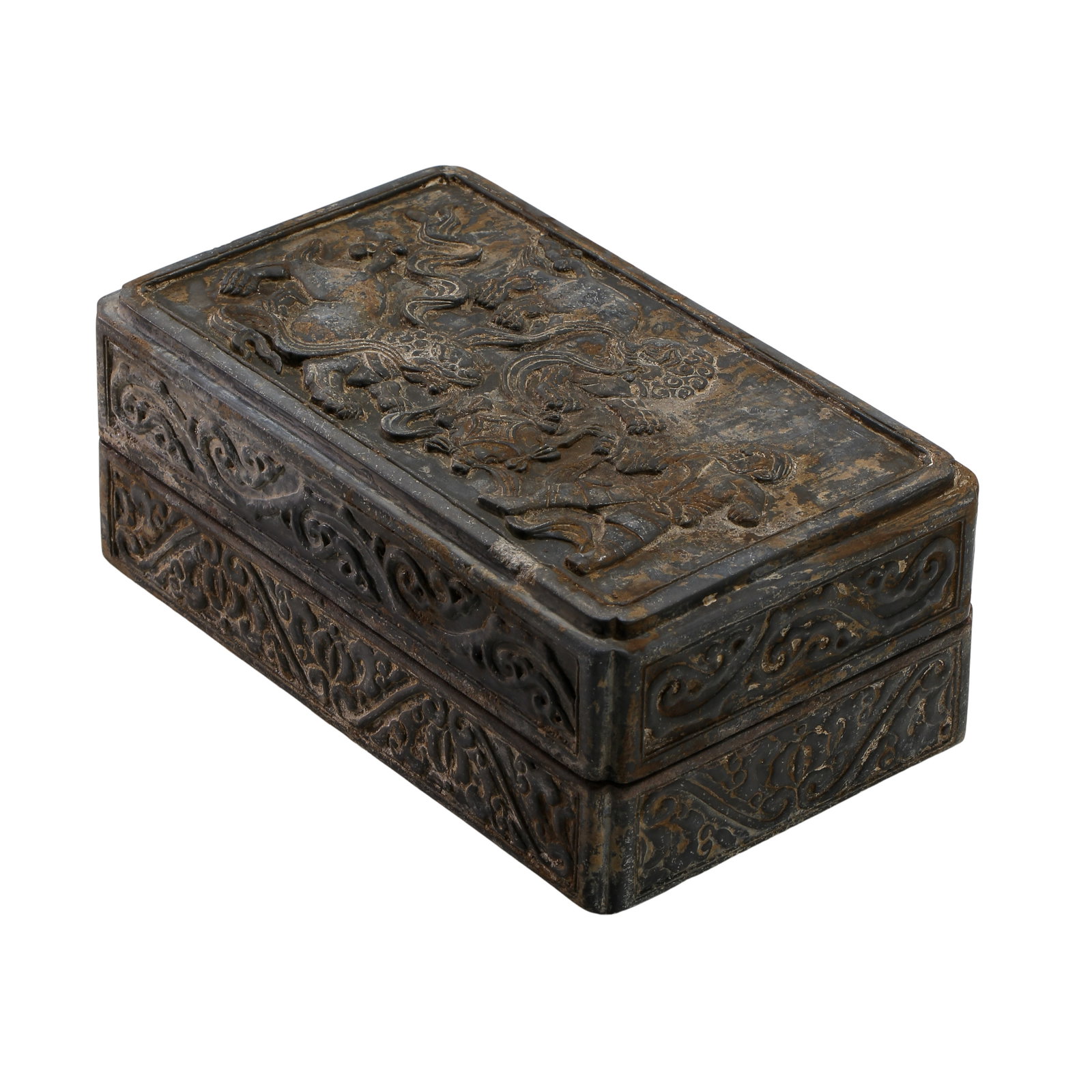 Liao?Jin?Period Rectangular Stone Covered Box With Carved Auspicious?Beast And (1 of 9)