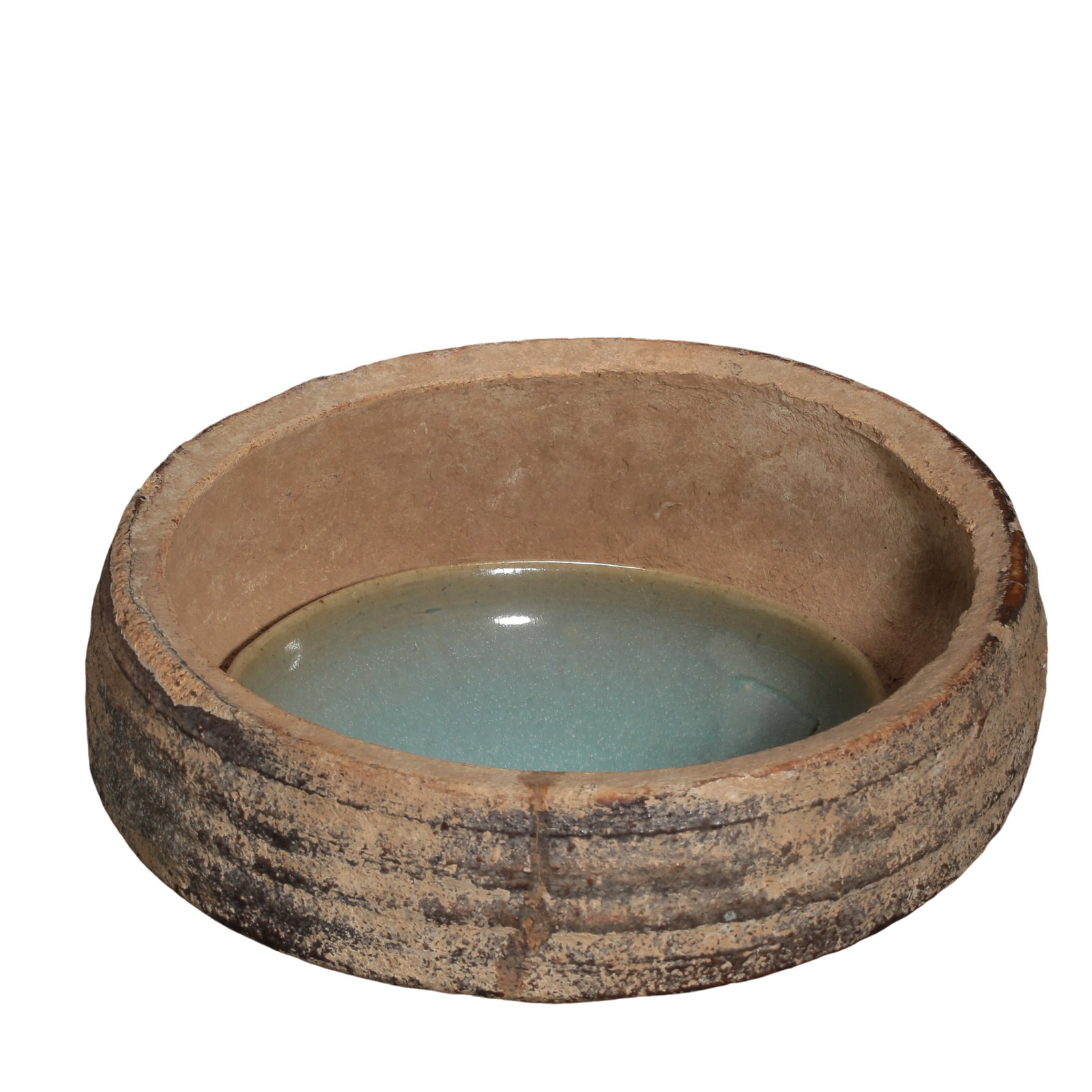 Yuan Dynasty (14th Century) Jun Kiln Sky-Blue Glazed Conical Bowl Preserved with Original Firing: Dimensions: Total height 13.5 cm (5.31 in), saggar opening diameter 26.5 cm (10.43 in), approximately 0.87 ft, 14th Century, weight not providedCondition & Provenance: The Jun bowl remains preserved t