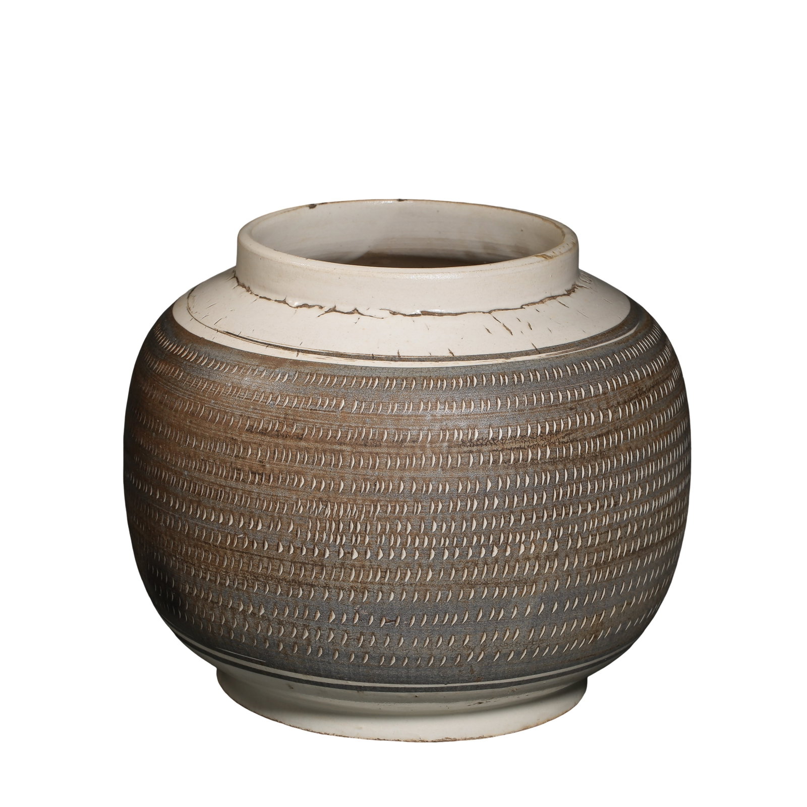 Northern Song Dynasty (960–1127) Cizhou Kiln White-Glazed “Knife-Cut Pattern?? Bulbous Storage (1 of 8)