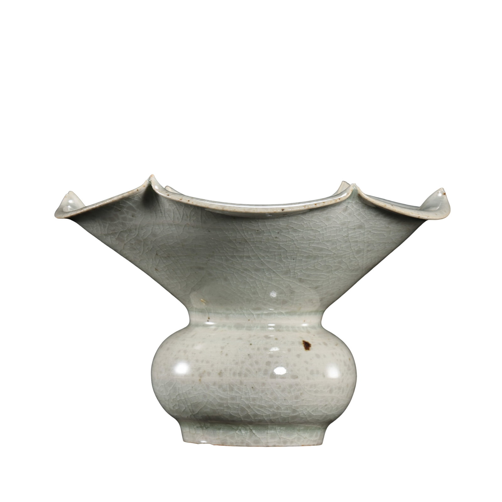 Song Dynasty Qingbai Glazed Flower-Form Spittoon Vessel (11thâ€“13th Century): Dimensions: Diameter 12 cm (4.7 in), Height 7.8 cm (3.1 in), Song Dynasty (11th–13th Century)Condition & Provenance: The vessel remains well preserved with a complete form, clearly defined flower-sh