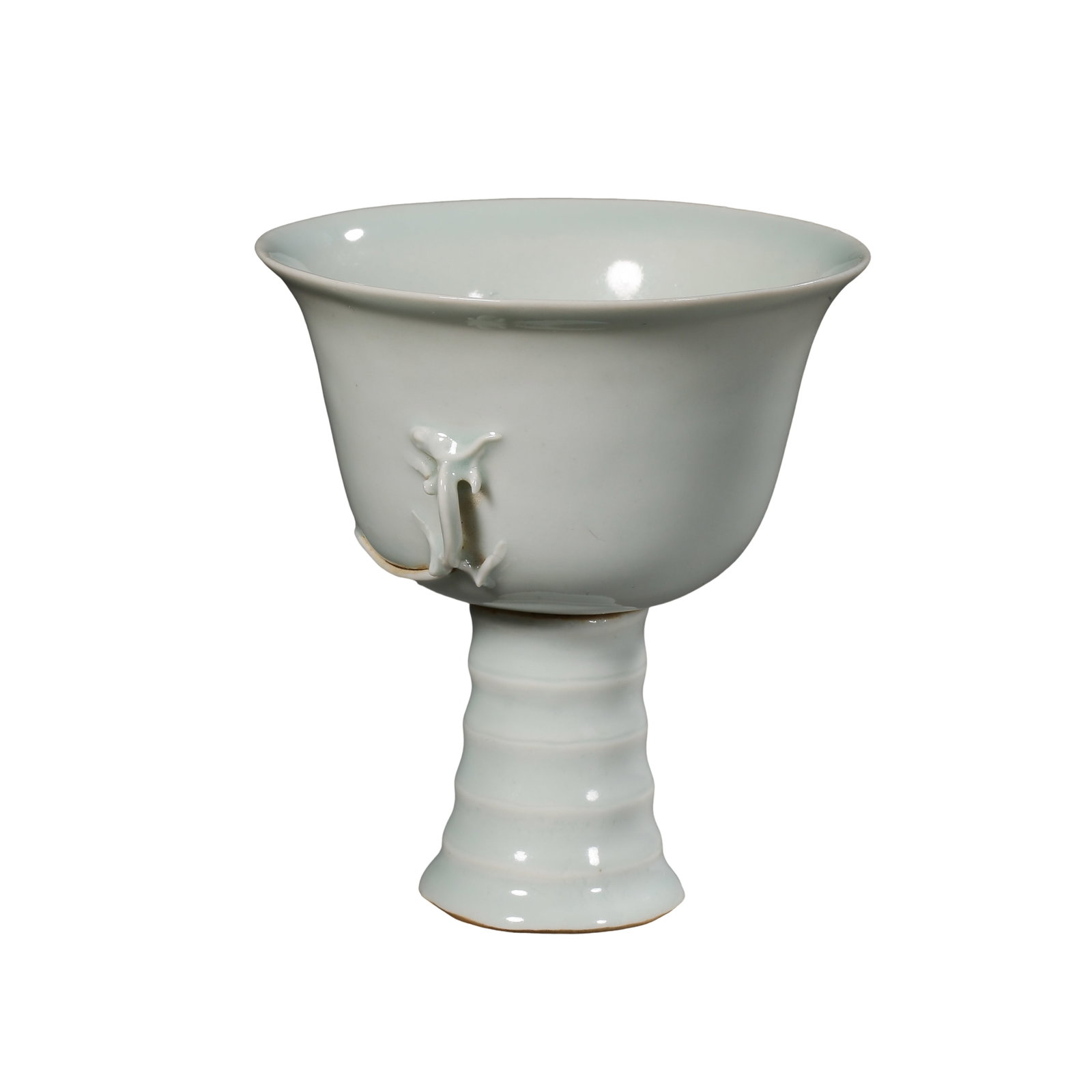 Yuan?Dynasty Yingqing Glazed Stem Cup with Applied Chilong Decoration (1 of 9)