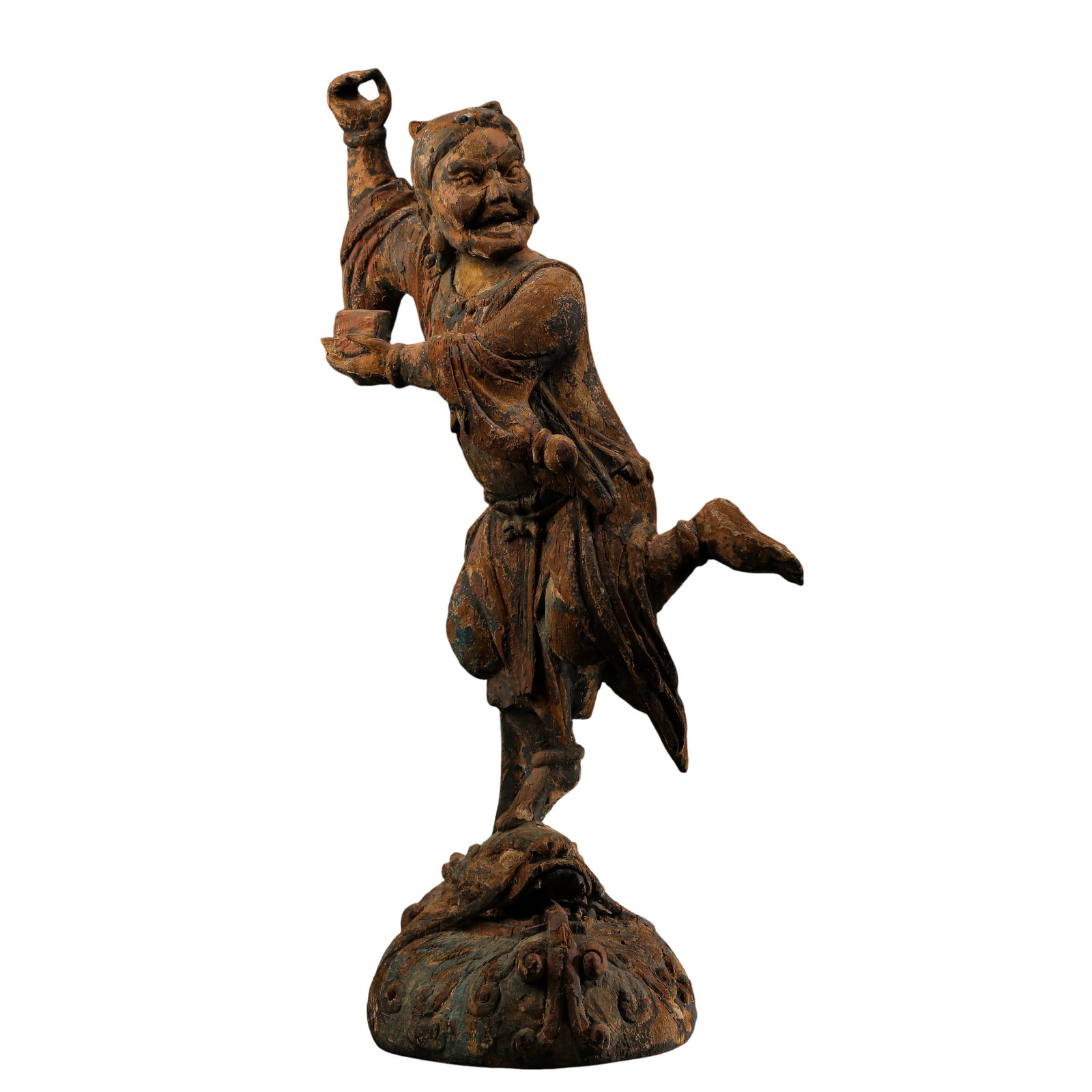 Ming Dynasty Polychrome Wood Carved Kuixing Statue (1 of 13)