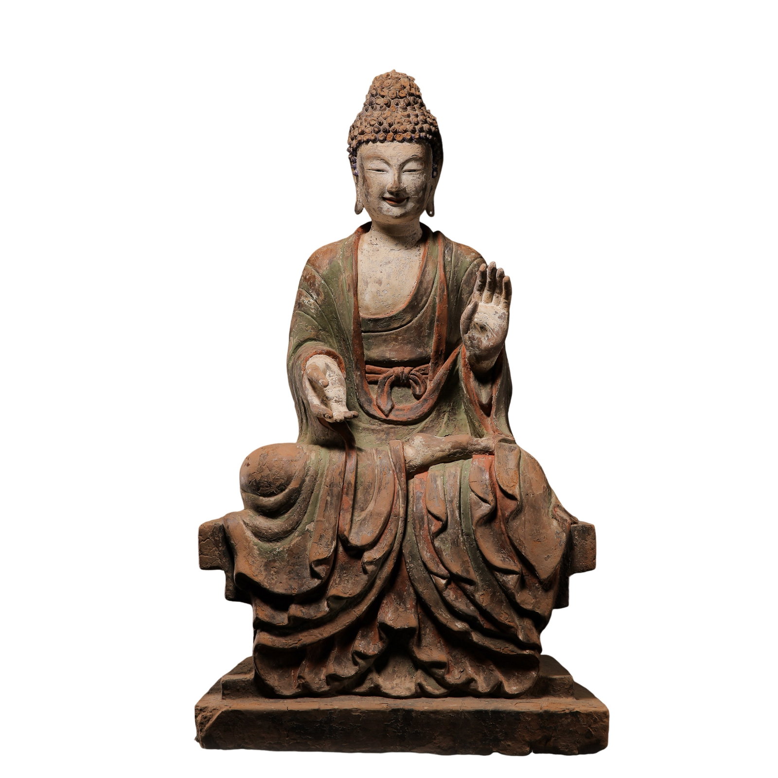 Song?Dynasty Painted?Clay Seated Shakyamuni Buddha (1 of 11)