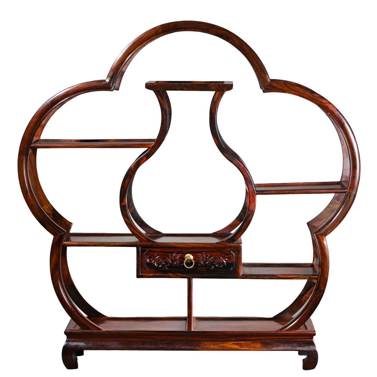 Dalbergia Cochinchinensis Begonia-Shaped Curio Display Stand, Modern Period,20th Century Modern (1 of 10)