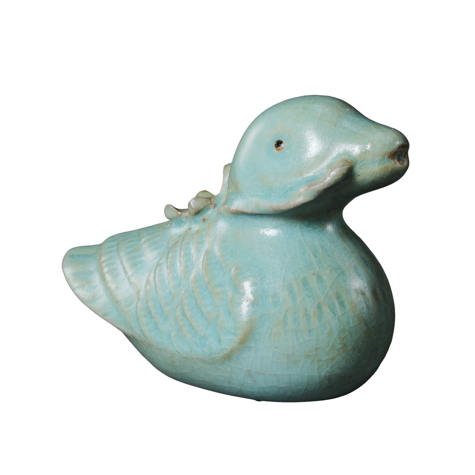 Celadon Duck?Shaped Scholar’s Water Dropper, Song Dynasty,12th?13th Century Song Dynasty: Measurements: Length 11cm (4.33 inches), Height 7.5cm (2.95 inches), 12th?13th century Song period celadon glazed bionic duck?shaped water dropper for calligraphy studioCondition & Provenance: This ve