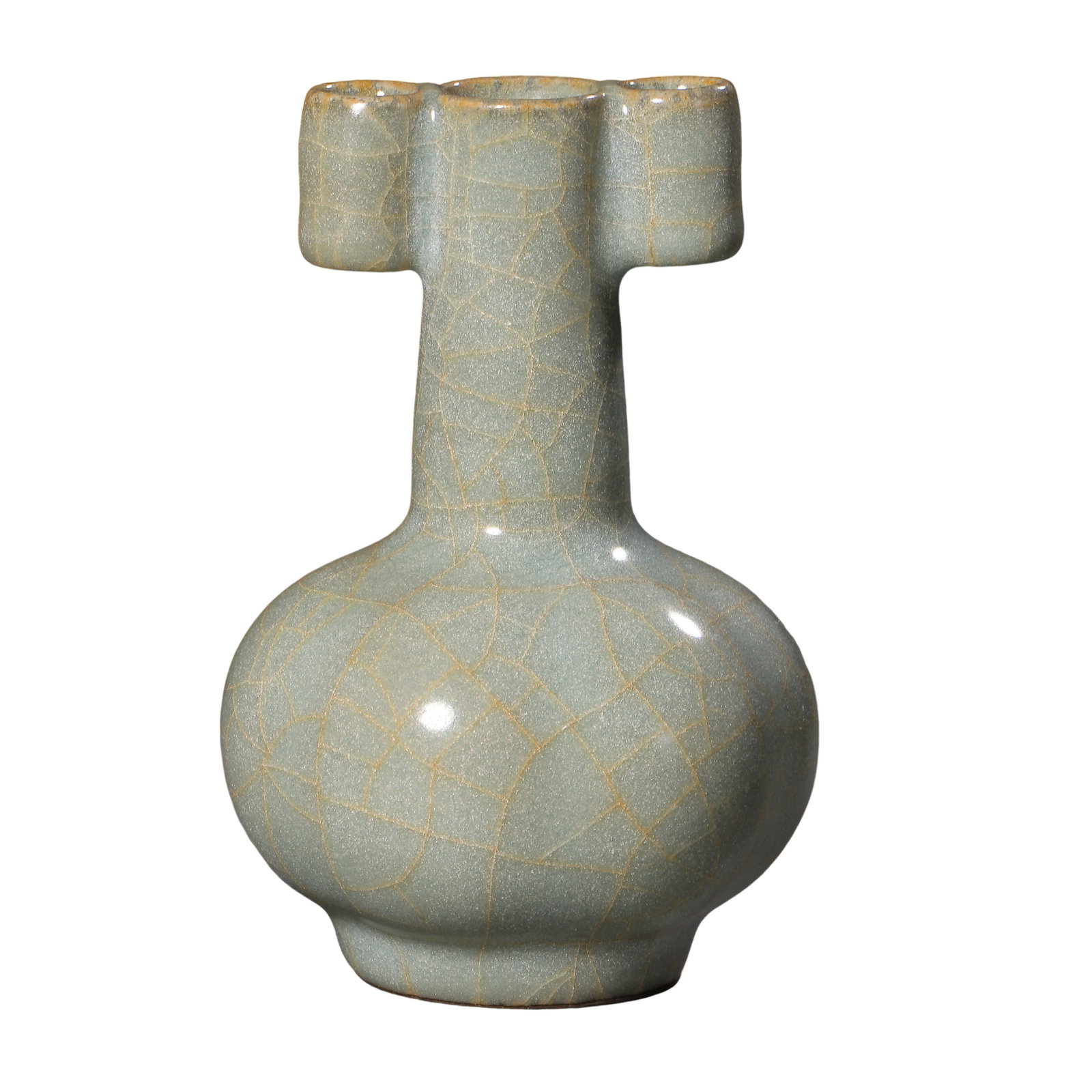 Song Official Kiln Grey Celadon Crackle Guan Ear Mini Vase, Song Dynasty (1 of 9)