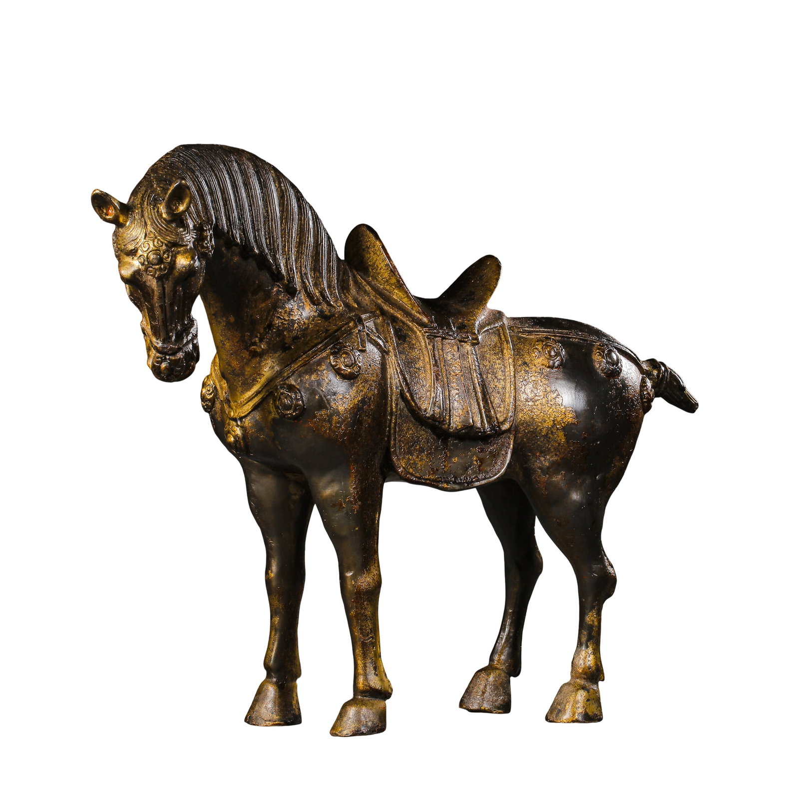 Gilt Lacquered Bronze Saddled Horse Ornament, Qing Dynasty (1 of 11)