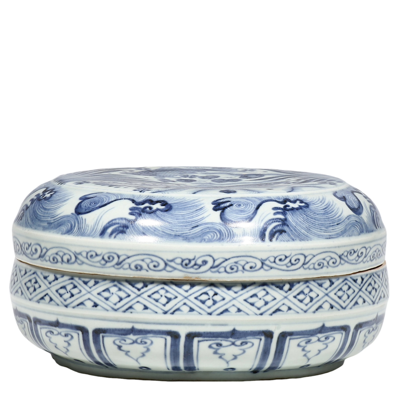 Yuan Dynasty Blue?and?White Large Circular Box With Fish?and?Aquatic?Weeds Motif (1 of 6)