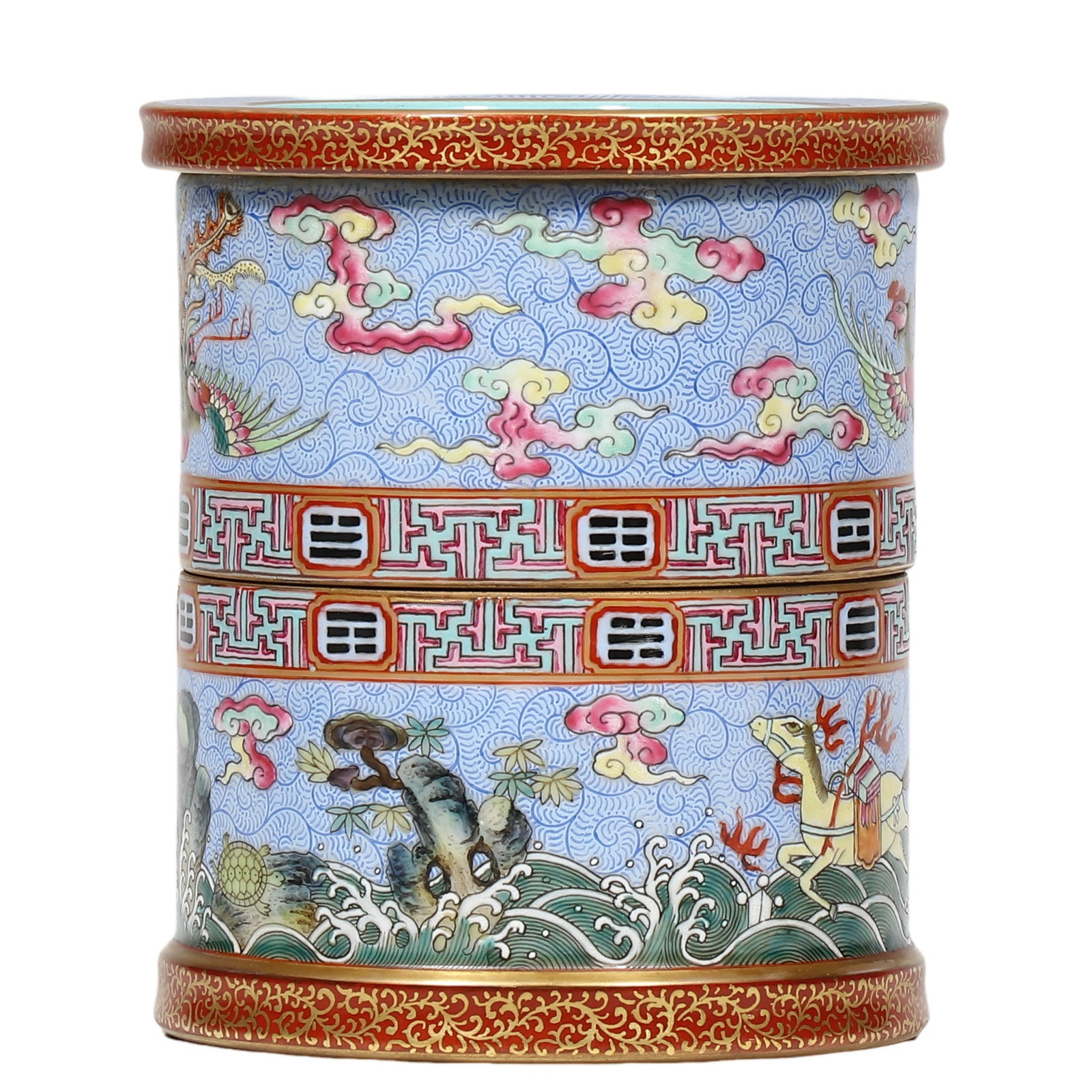 Qianlong Period Famille?Rose Revolving Brush Pot with Phoenix and Auspicious Sea?Beast Motifs (1 of 6)