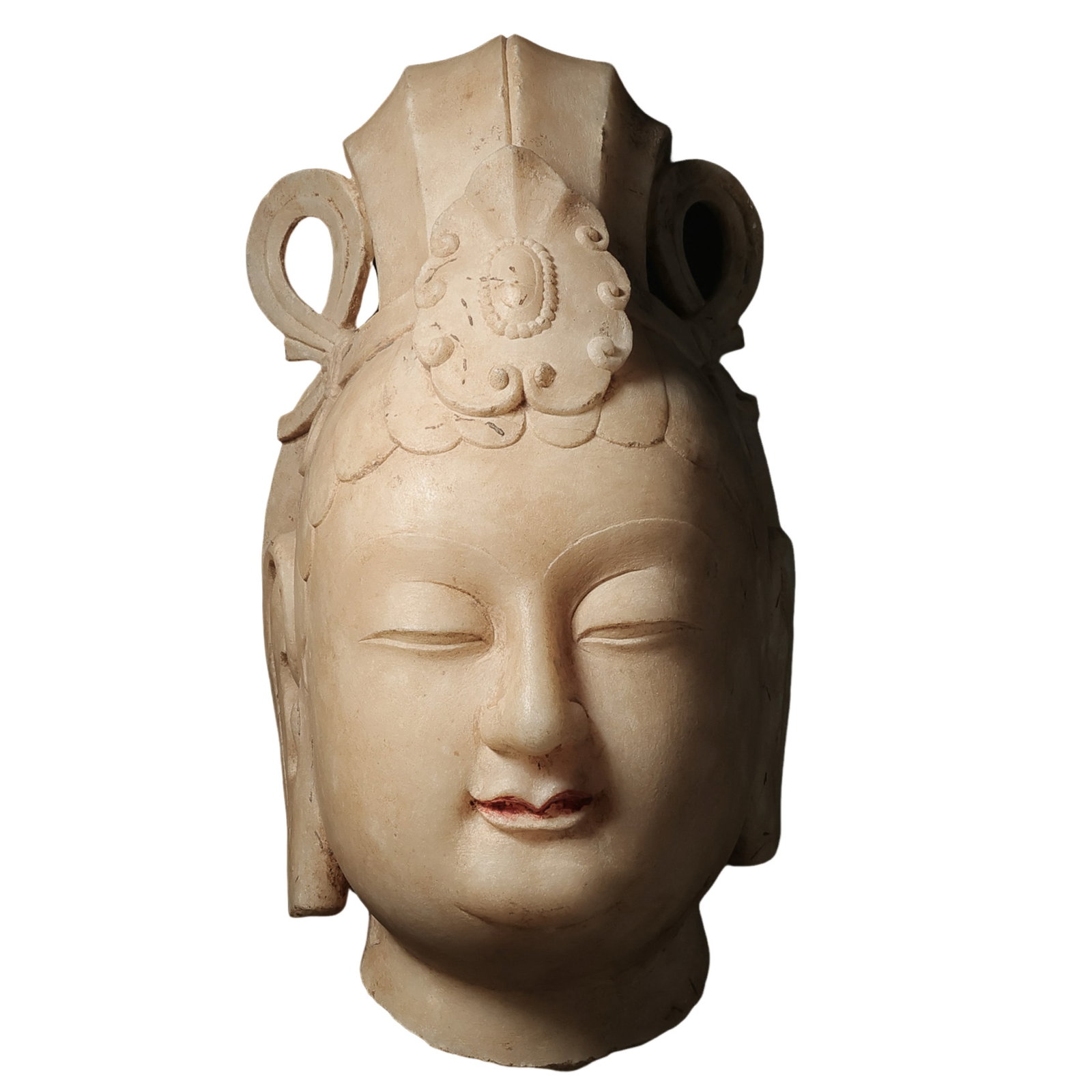 Northern Qi Dynasty White Marble Head of Bodhisattva Avalokitesvara (6th Century A.D.) (1 of 11)