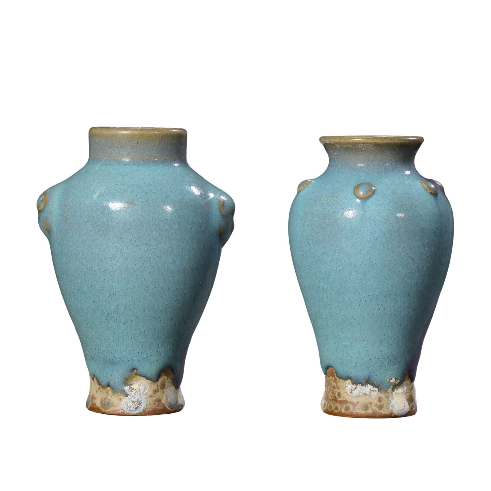 Song Dynasty Jun Kiln Sky Blue Glaze Purple Splash Small Vases with Beast Mask & Stud Ornaments, (1 of 14)