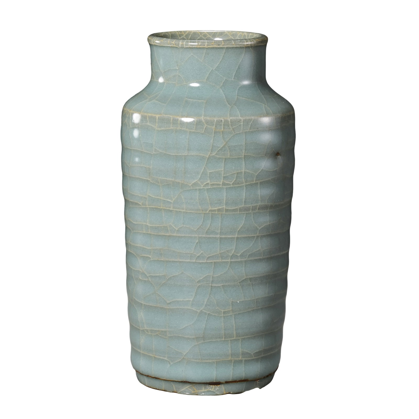 Southern Song Dynasty Longquan Kiln Light Celadon Glazed Cylindrical Vase with Horizontal Ribbed (1 of 12)