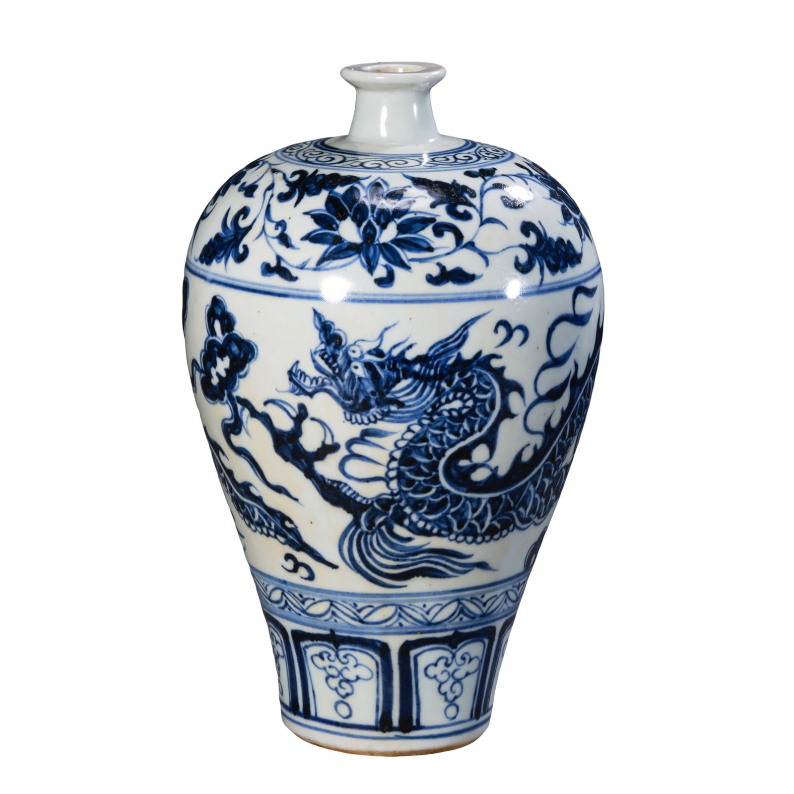 Yuan Dynasty Blue?and?White Dragon?Pattern Meiping Vase (13th?14th Century A.D.) (1 of 9)