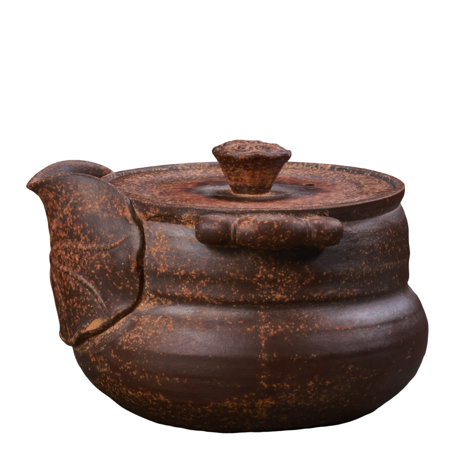 Qing?Dynasty Zisha Gong?Dao Pitcher with Lotus?Leaf and Seed?Pod Motif (17th?19th Century: Dimensions?Overall width 9.2cm (3.62 in), overall height 6cm (2.36 in), 17th?19th Century A.D.Condition & Provenance?The pitcher is fully intact, body, lid and spout are original matching set, no crac