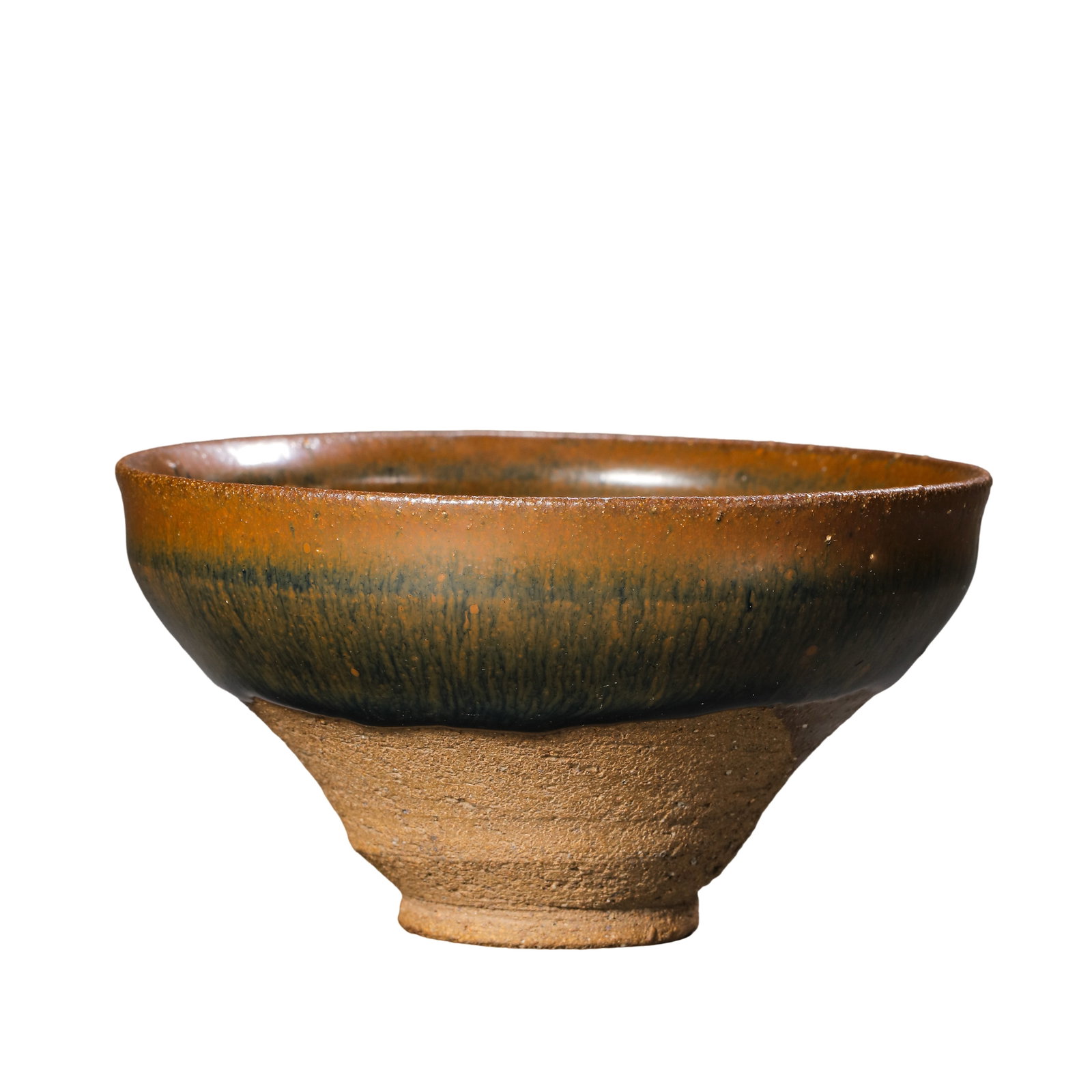 Song?Dynasty Jian?Kiln Hare’s?Fur Tea Bowl with Golden?Brown Rim, 10th?13th Century A.D.: Dimensions?Mouth diameter 11.5cm (4.53 in), height 6.2cm (2.44 in), 10th?13th Century A.D.Condition & Provenance?The bowl is fully intact without cracks, chips or restoration. Natural golden?brown gla