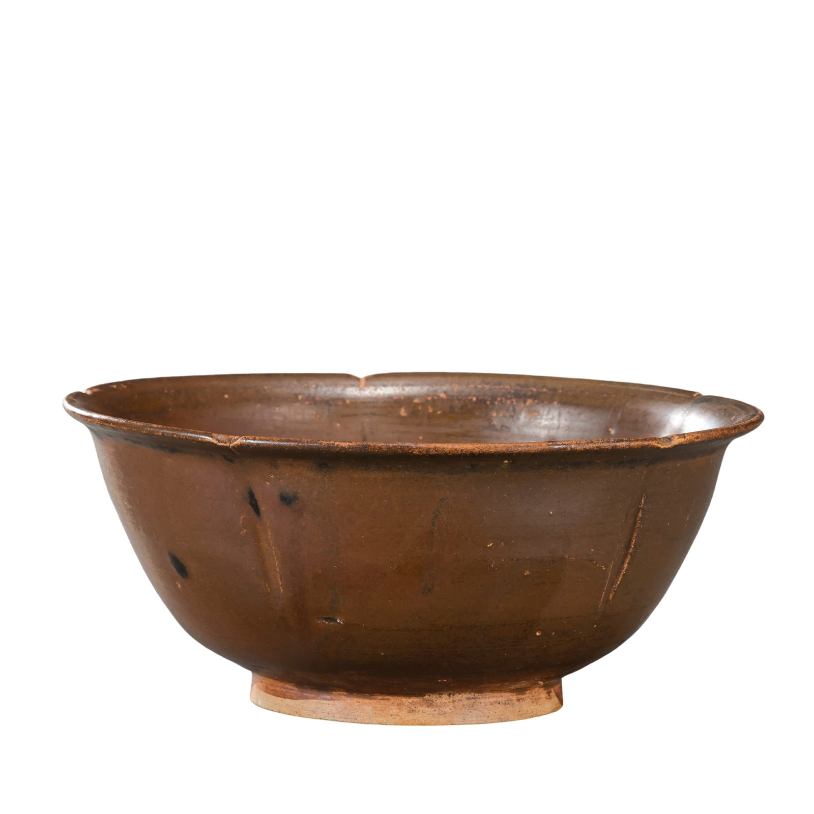 Song?Dynasty Jizhou?Ware Brown?Glazed Floral?Ribbed Bowl,10th?13th Century A.D.: Dimensions?Mouth diameter 12.7cm (5.00 in), height 5.3cm (2.09 in), 10th?13th Century A.D.Condition & Provenance?The bowl is intact without cracks, minor ancient chips along rim, no restoration or rep