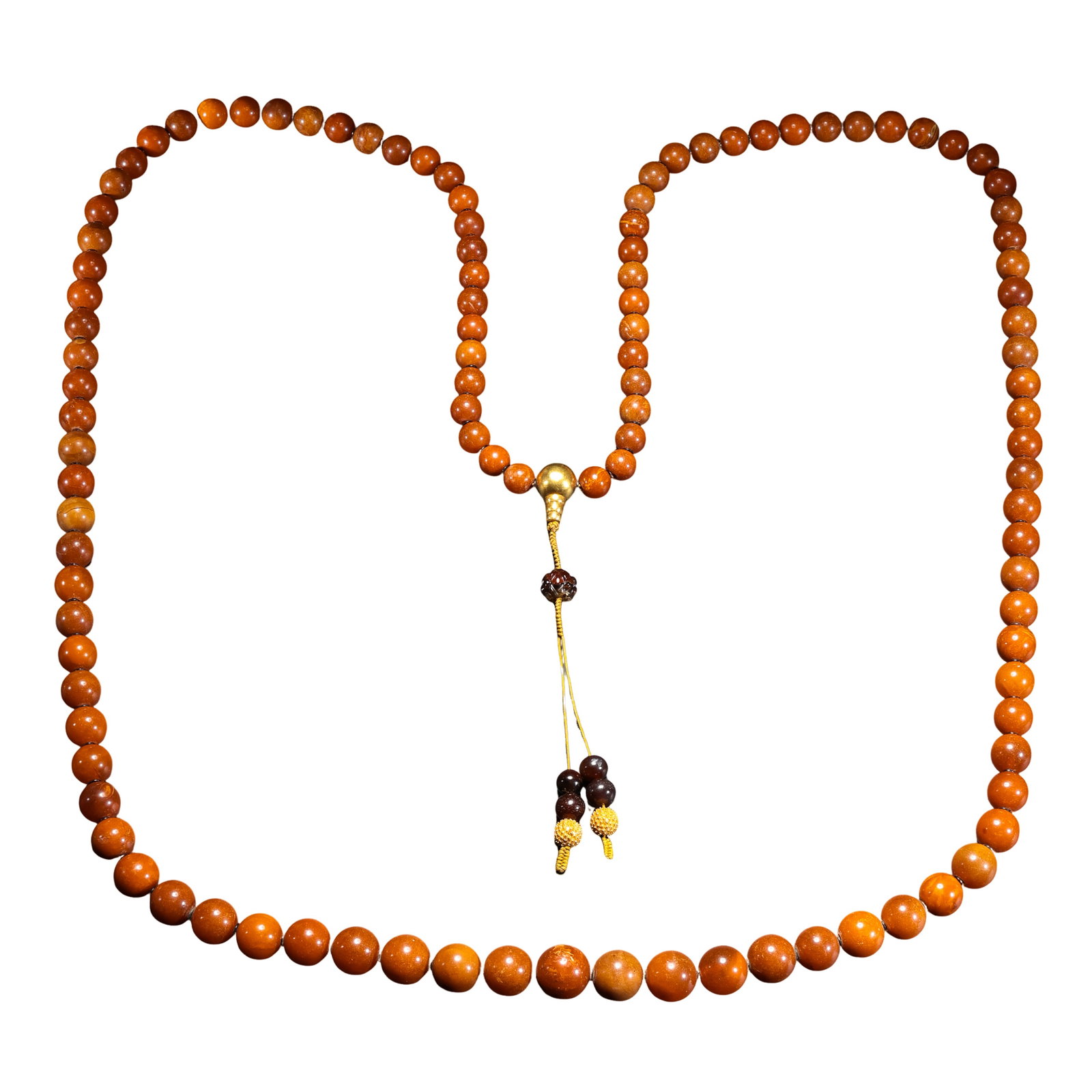 Antique Amber Court Necklace, Qing Dynasty, 17th-19th Century: Dimensions?Main bead diameter 2.5cm (0.98 in), Buddha head bead diameter 3cm (1.18 in), Total weight 820g, 17th to 19th CenturyCondition & Provenance?The full court necklace is fully intact with no mi