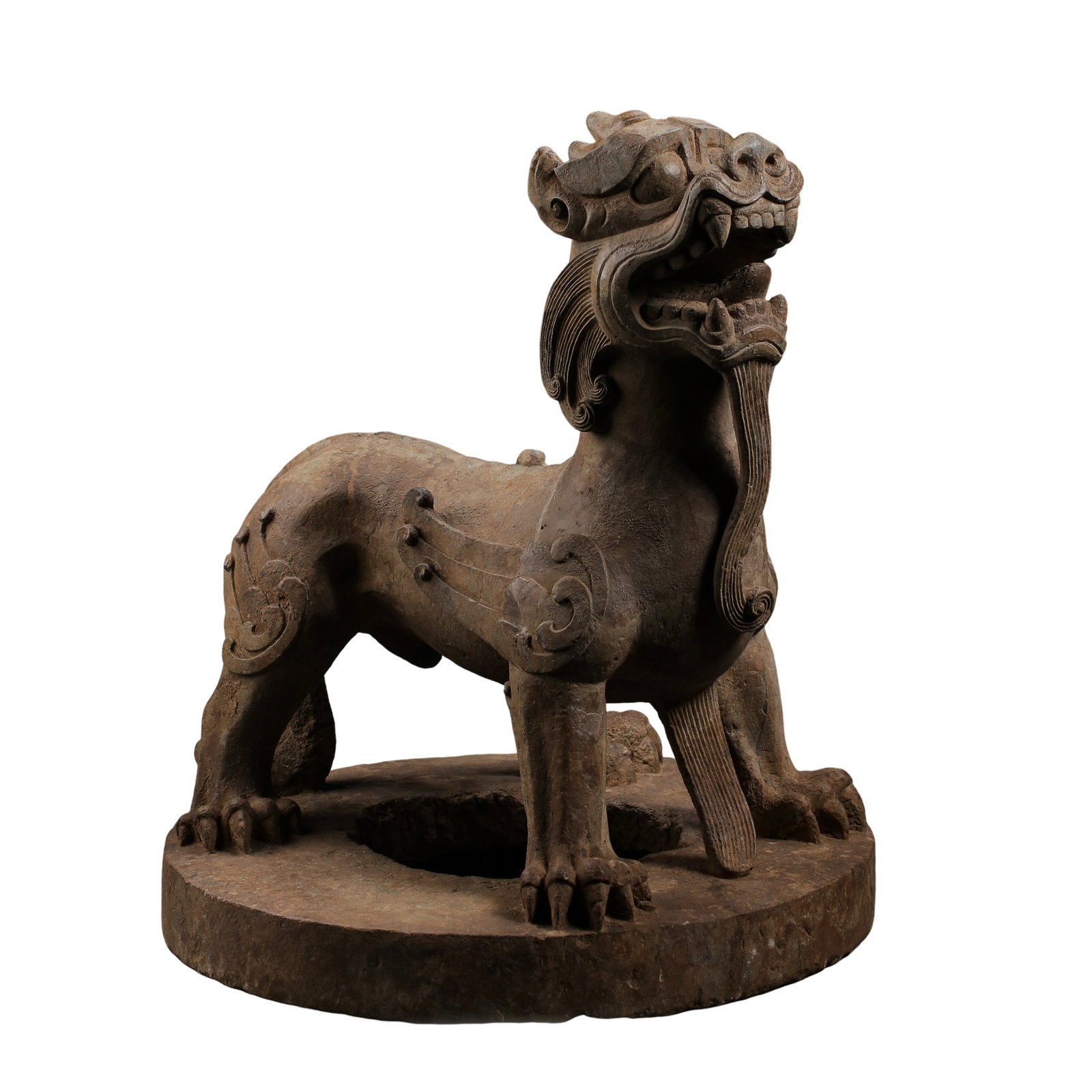 Northern Dynasties Stone Carved Winged Bixie Divine Beast Statue: Dimensions:Overall height 49cm(19.29in),body length 41.5cm(16.34in),5th Century - 6th Century CECondition & Provenance:The entire monolithic stone sculpture survives fully intact without major fractur
