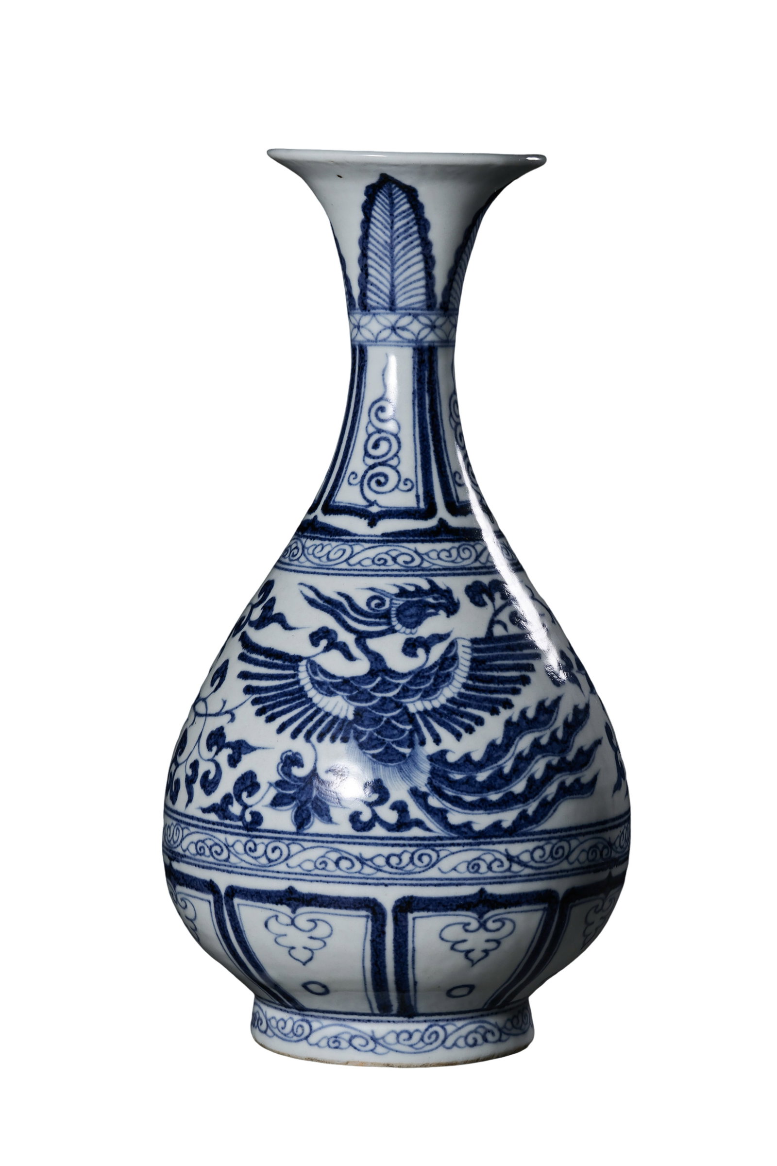 Yuan Dynasty Blue And White Phoenix Interlocking Floral Pear?Shaped Vase,13?14th Century CE (1 of 10)