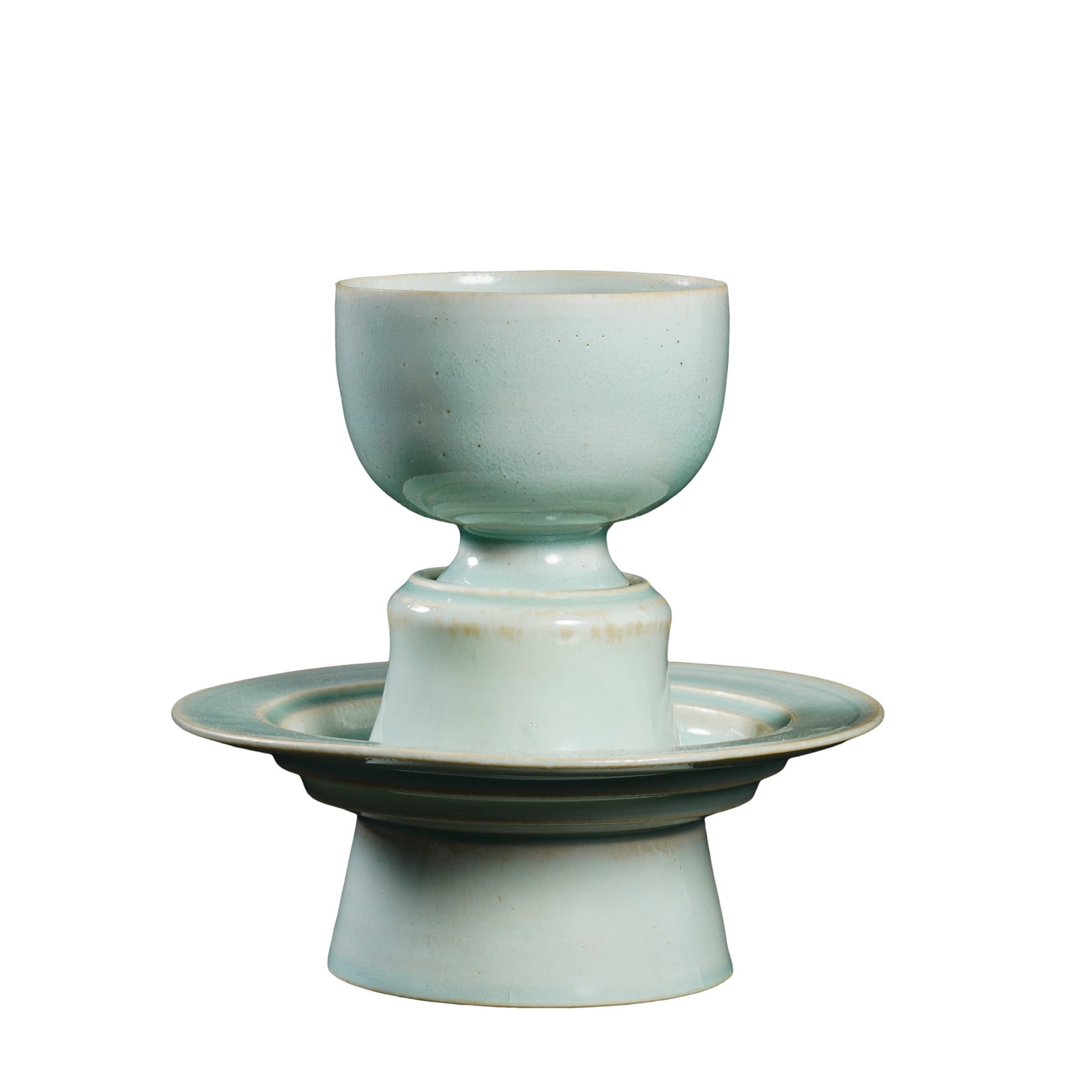 Song Dynasty Ying?Qing Celadon Cup and Stand Set,12?13th?century Chinese Qingbai porcelain tea: Dimensions:Overall Height 13.5cm(5.31in),Maximum Diameter of Stand 14cm(5.51in),12?13th century Song?dynasty Qingbai tea?wareCondition & Provenance:The cup and stand are an original matched set,free o