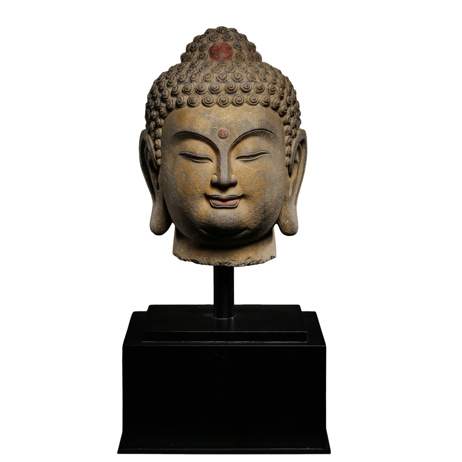 Northern Qi Dynasty Painted Sandstone Shakyamuni Buddha Head,6th century Chinese Northern Dynasties (1 of 13)