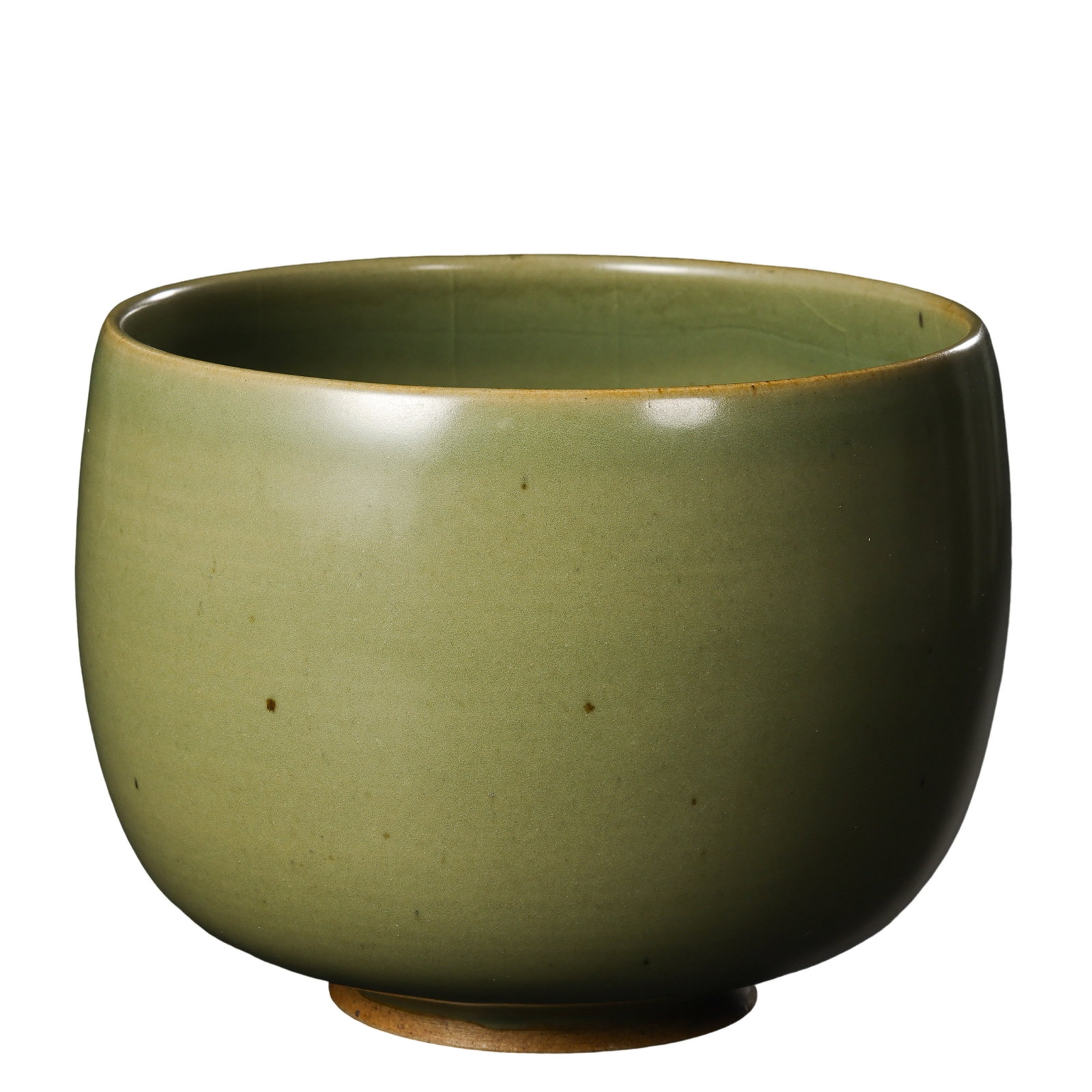 Yuan Dynasty Longquan Celadon Deep Bowl Alms?Bowl Form,13th?14th century Chinese Longquan: Dimensions:Mouth Diameter 15.5cm(6.10in),Height 12.3cm(4.84in),13?14th century Yuan Dynasty Longquan celadonCondition & Provenance:The vessel is fully intact, free of cracks, chips and restoration wor