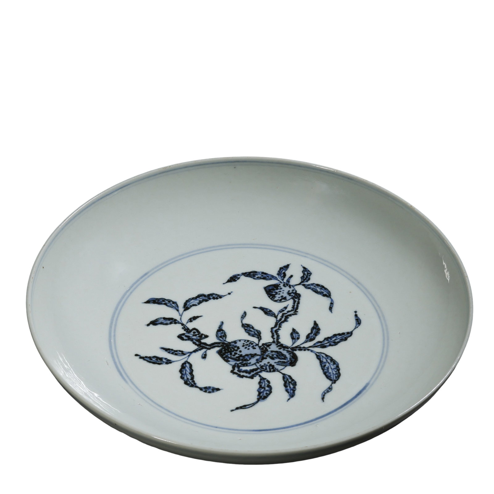 Ming Yongle Blue and White Large Plate with Three Longevity Peach Motifs, Early 15th Century (1 of 7)
