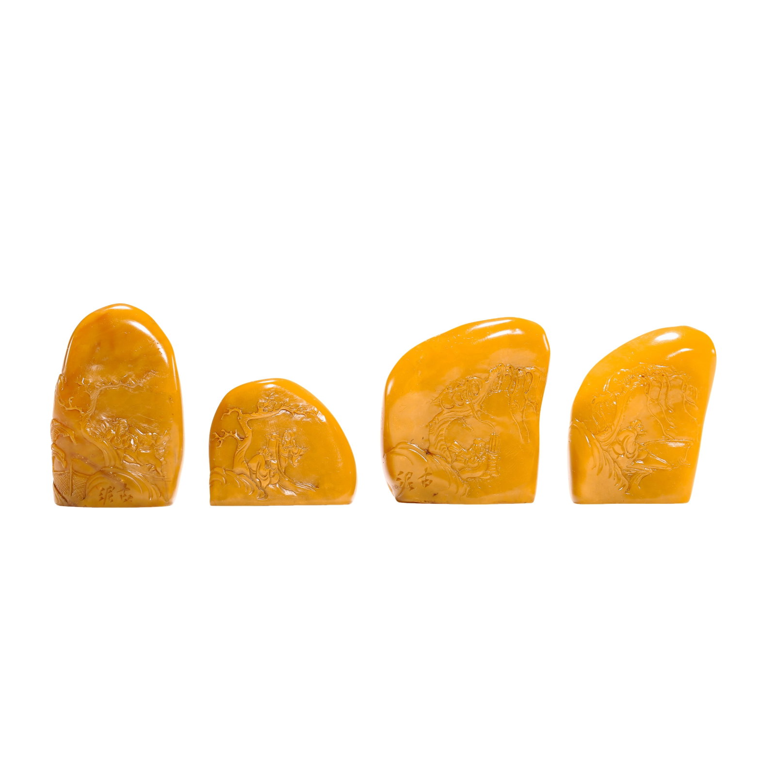 Set of Four Qing Dynasty Tianhuang Stone Free-Form Seals with Guni Mark & Light Relief Banana (1 of 13)