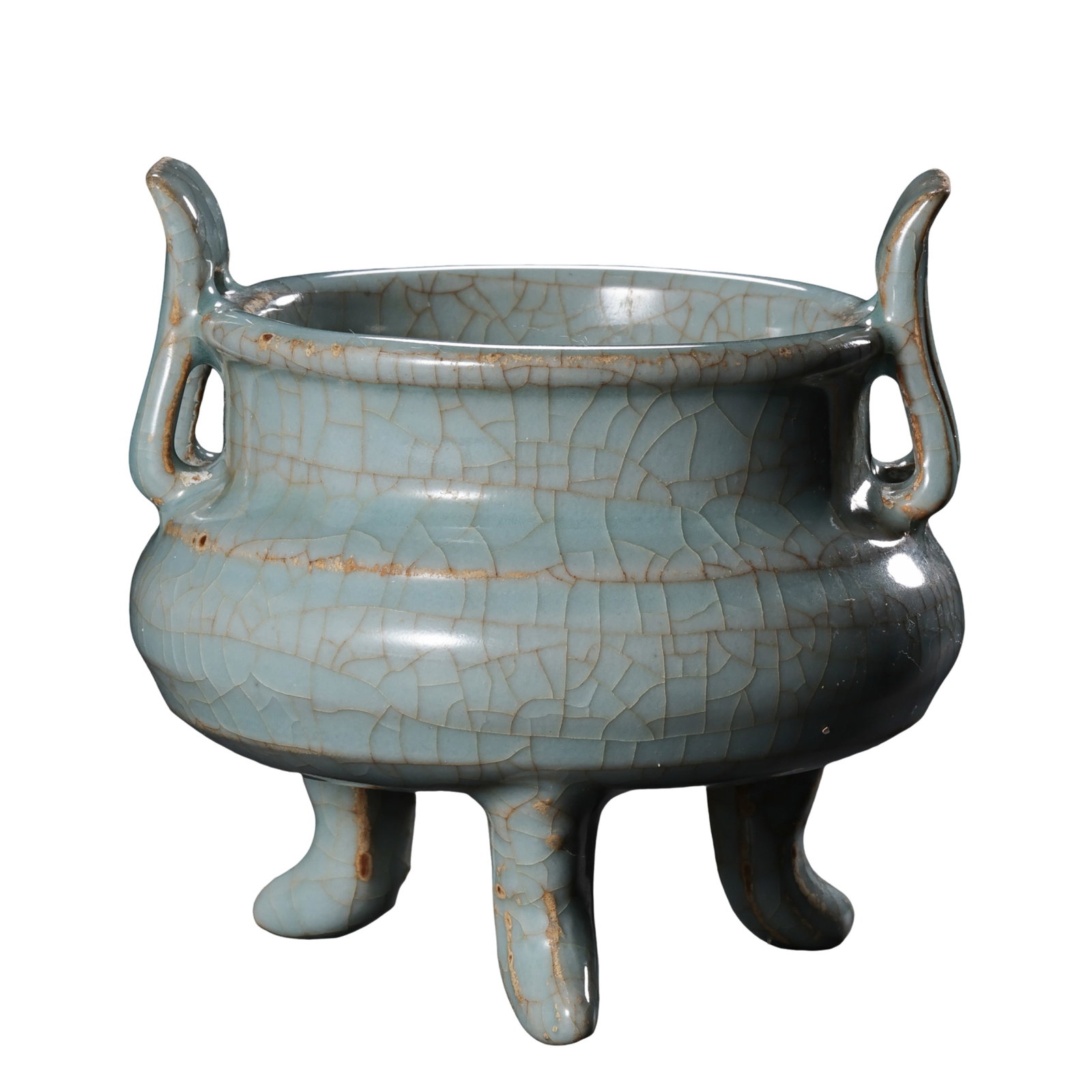 Southern Song Dynasty, Longquan Kiln Celadon Crackled Tripod Ding?Style Censer with Upright (1 of 8)