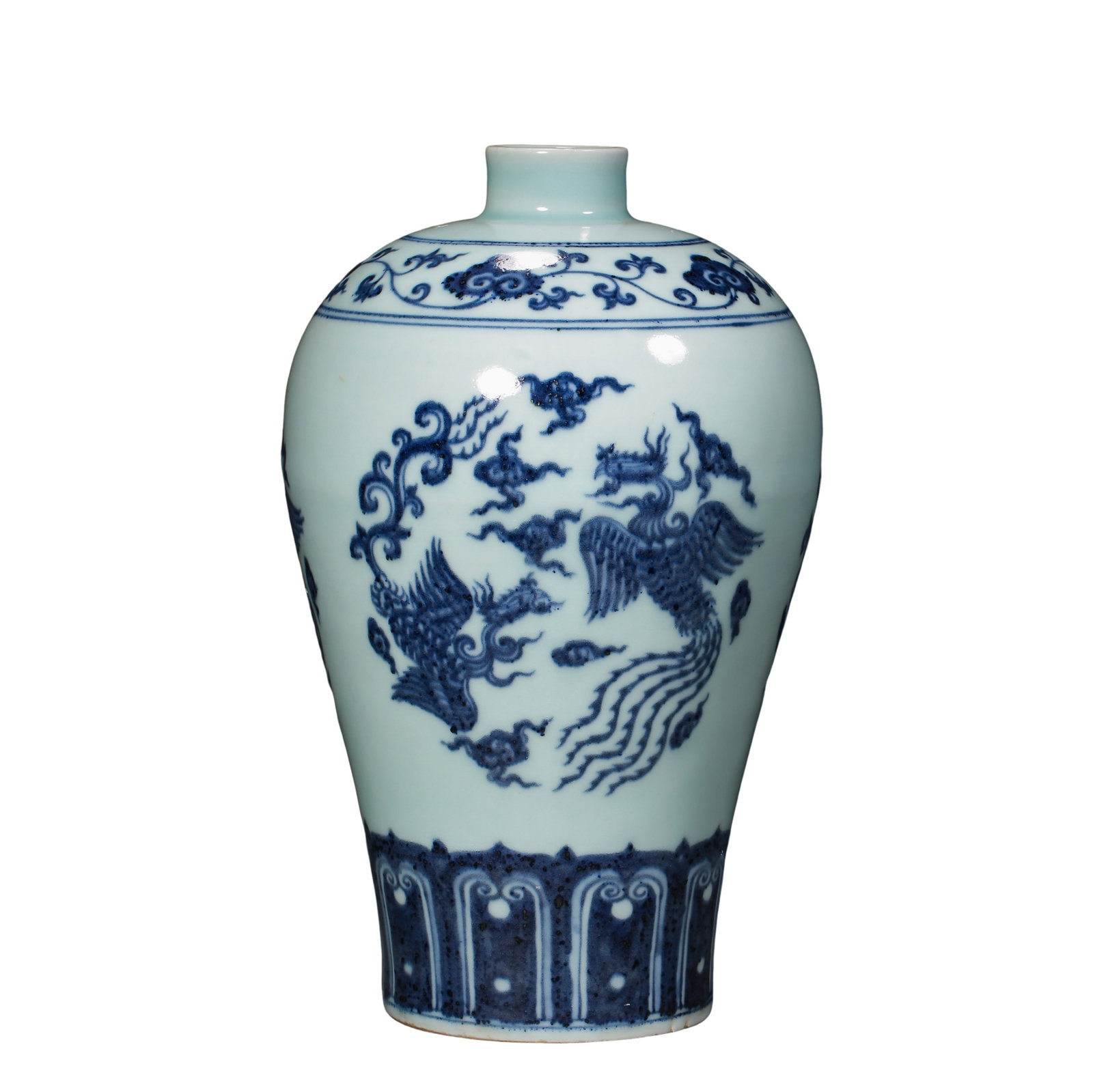 Ming Xuande Blue and White Plum Vase with Round Phoenix Motifs, Xuande Period of Ming Dynasty (15th (1 of 8)