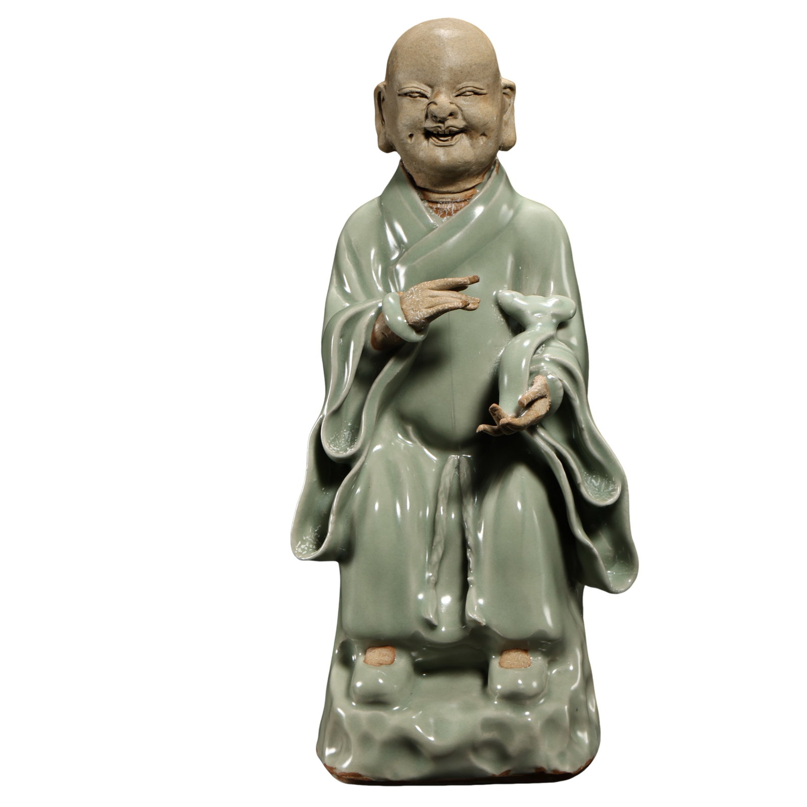 Yuan Dynasty Longquan Celadon Buddha Arhat Standing Statue, Yuan Dynasty (13thâ€“14th Century) (1 of 8)