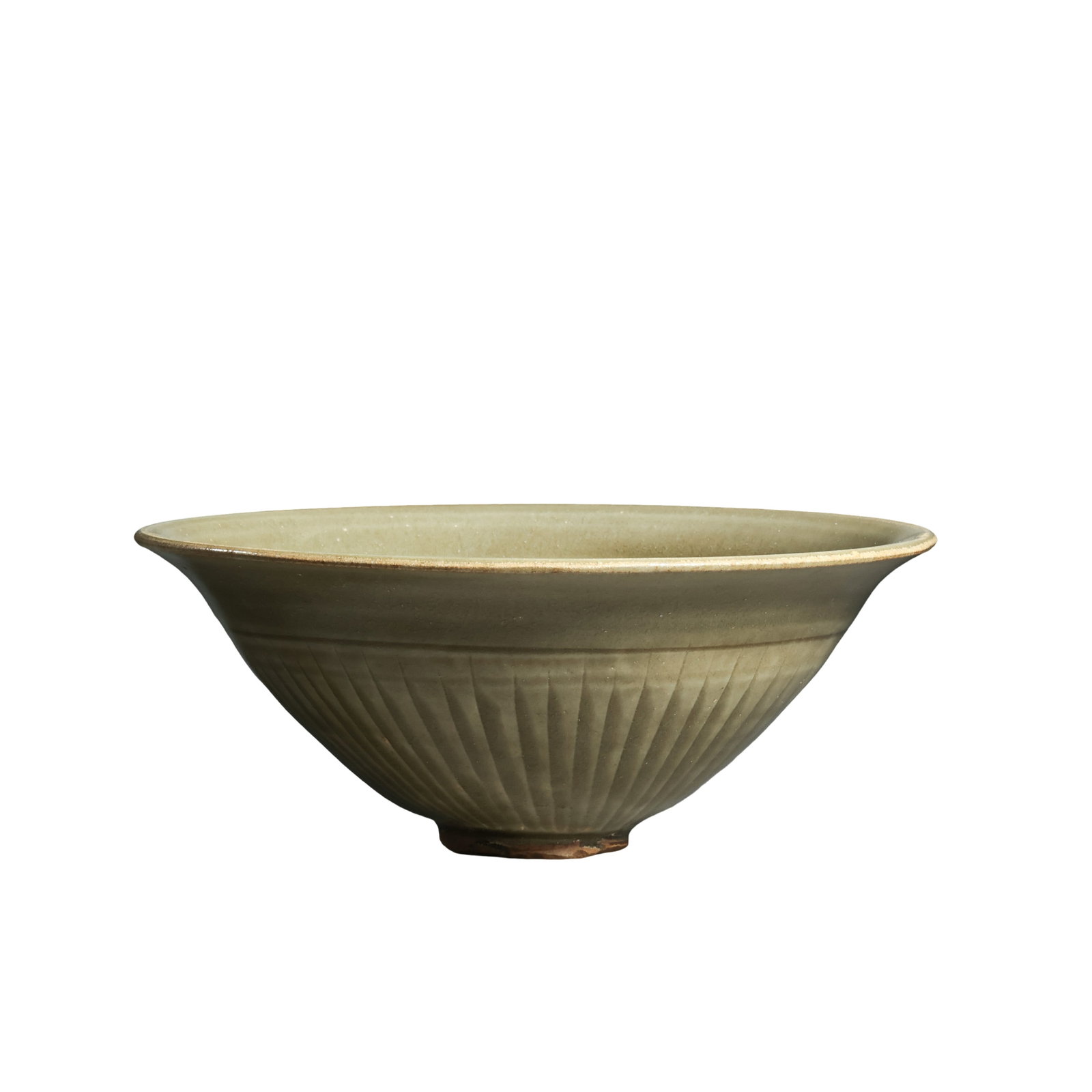Song Dynasty Yaozhou Kiln Celadon Carved Fish?and?Aquatic?Weeds Hat?Shaped Bowl,12?13th: Measurements:Mouth diameter:13 centimeters /5.12 inches,Height:5.3 centimeters /2.09 inches,12?13th Century productionCondition & Provenance:The bowl is completely intact with only minor age?related w
