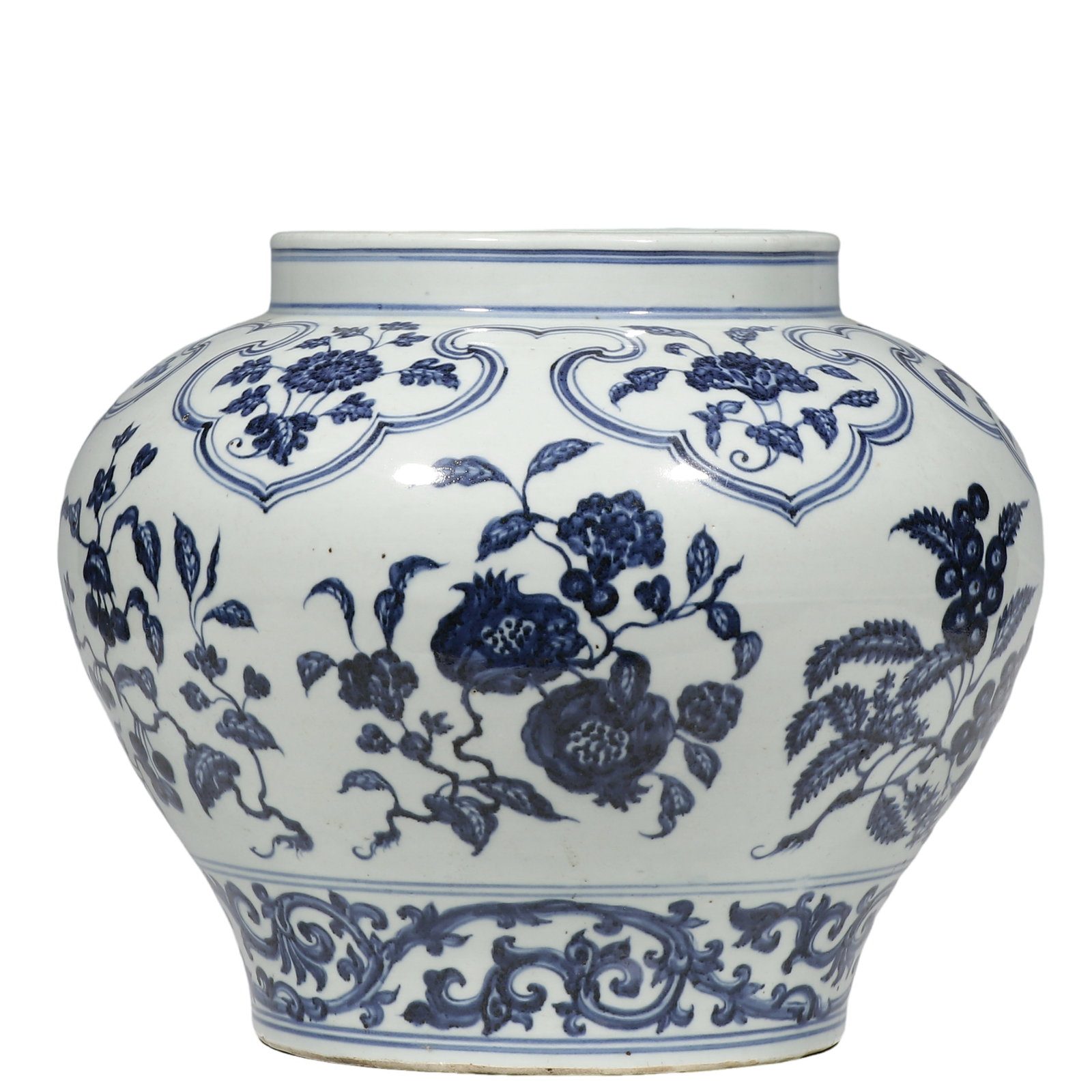 Dynasty, Yongle Period Blue-and-White Large Jar with Auspicious Fruits and Flowering Sprays (1 of 6)