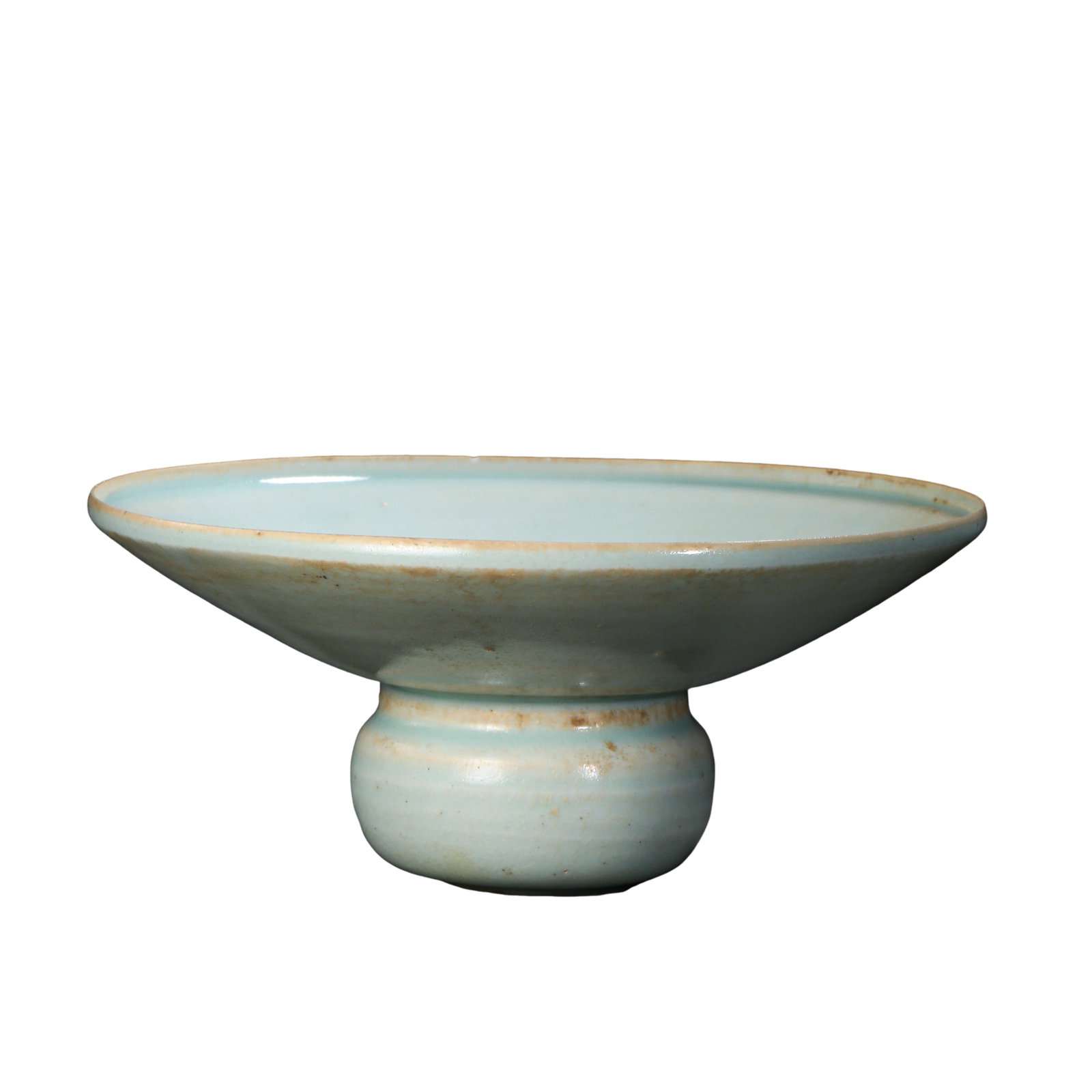 Southern Song Yingqing Pale Celadon Stemmed Offering Plate,12th-13th Century: Measurements:Mouth diameter 19.5 centimeters /7.68 inches,Height 8.5 centimeters /3.35 inches,produced 12th-13th CenturyCondition & Provenance:The plate is fully intact without cracks,chips or restora